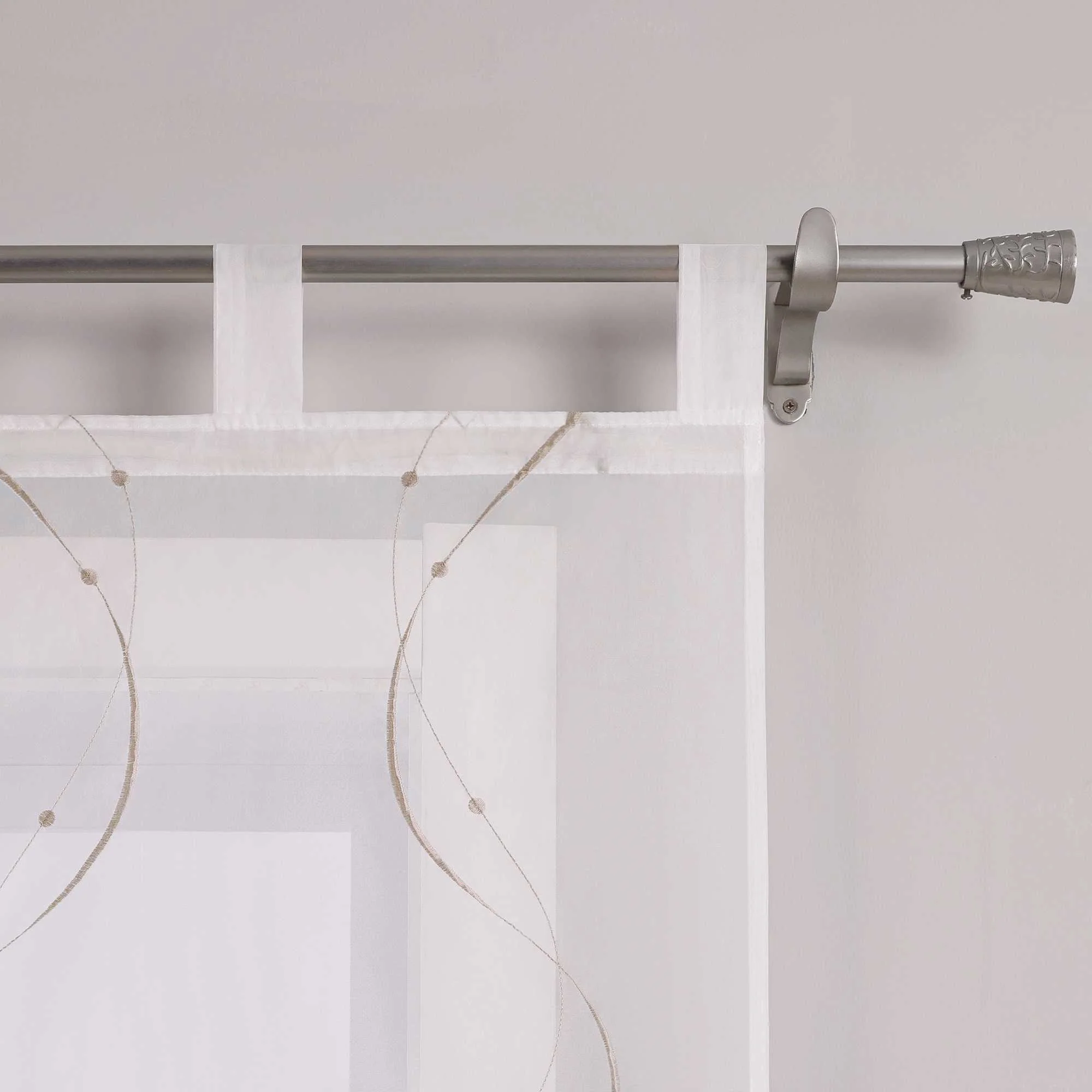 Schiebegardinen mit Schlaufen 2er Flächenvorhänge Schiebevorhang mit Wellenperlenmuster Stickerei Transparent