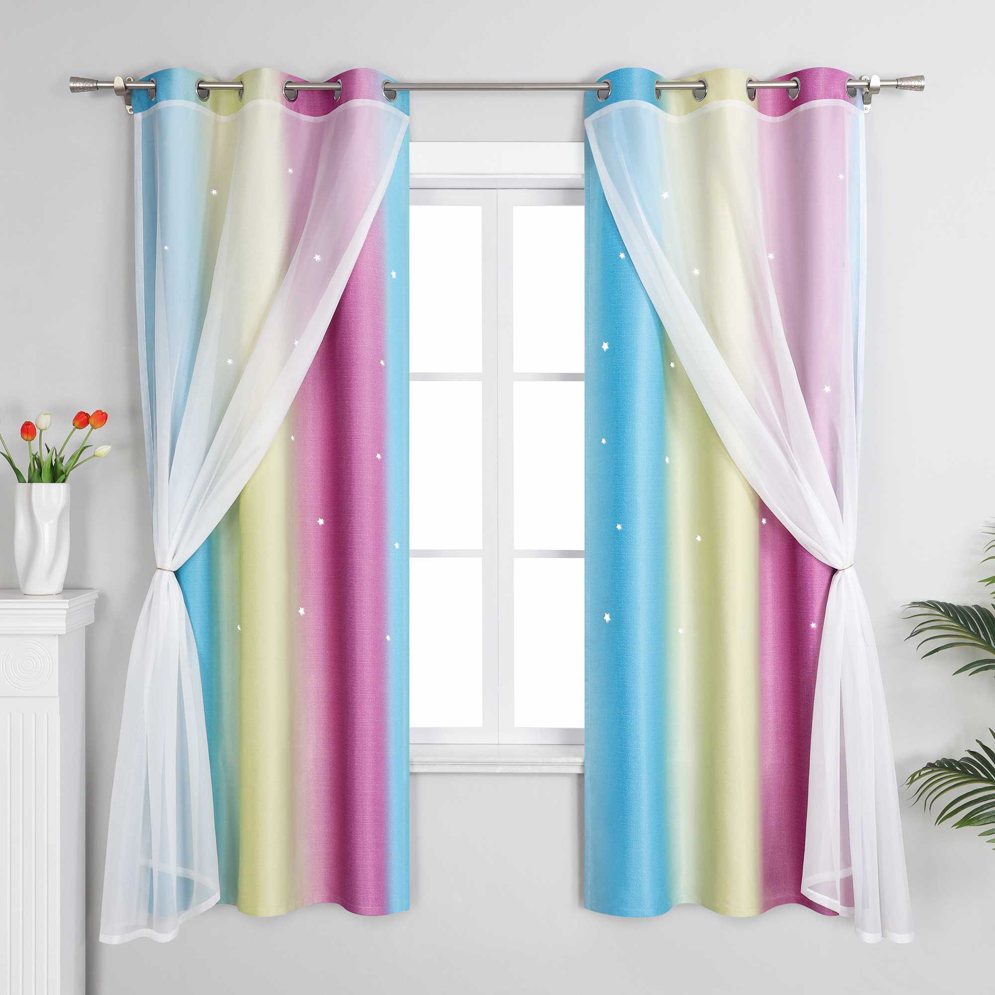 2-in-1 Vorhang Kinderzimmer mit Sternen 1 stück