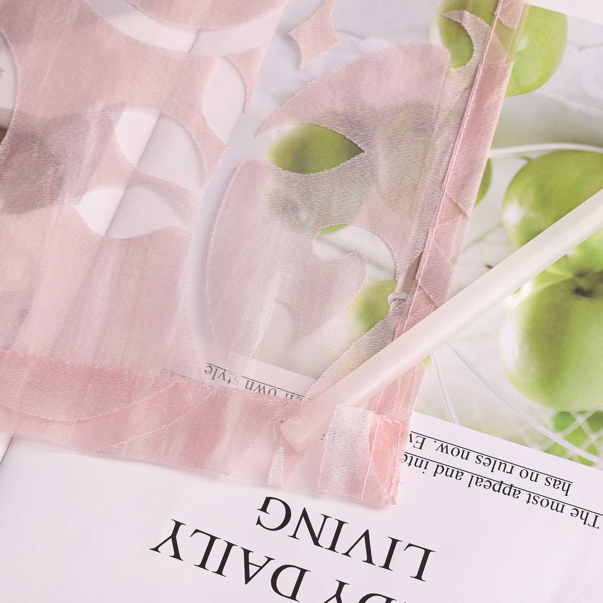 Transparentes Schiebevorhang Set Rosa mit Rankenmuster