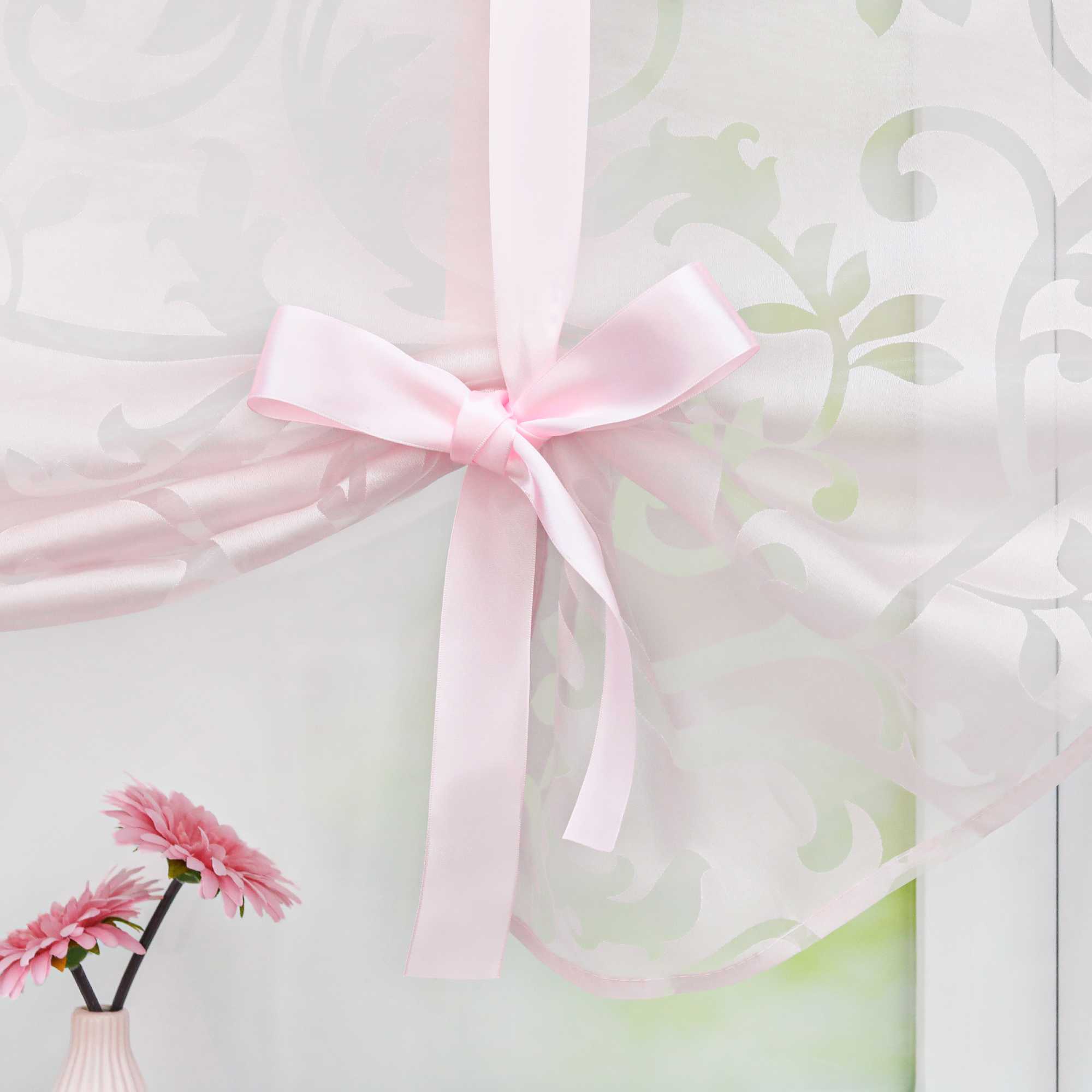 Raffrollo durch Tunnelzug romantische Rollo mit floralem Muster transparentes Vorhang für Wohnzimmerfenster 1 Stück