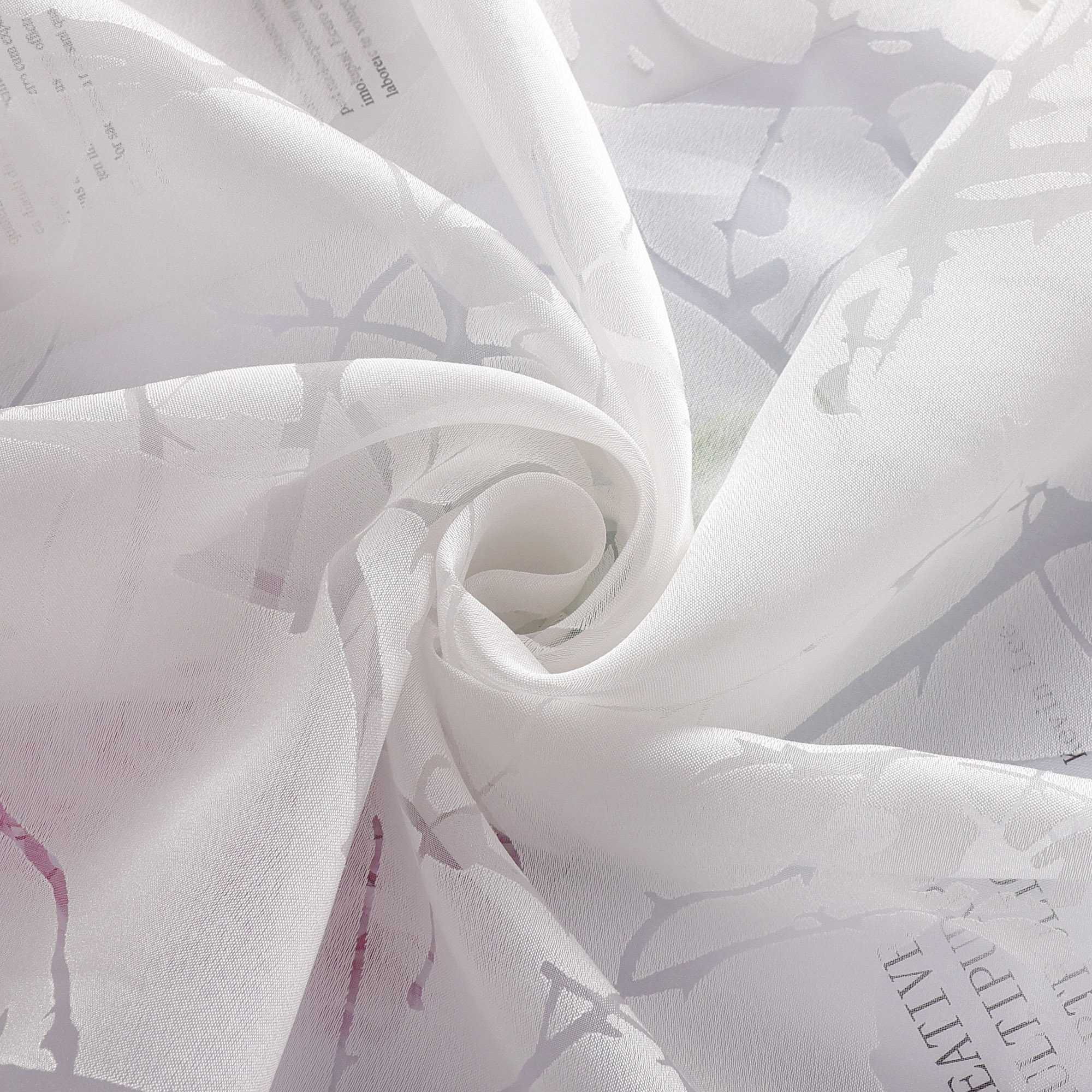 Transparente Vorhang mit Blumenmuster aus Polyester Lichtdurchlässig Wohnzimmer weiß 1 stück