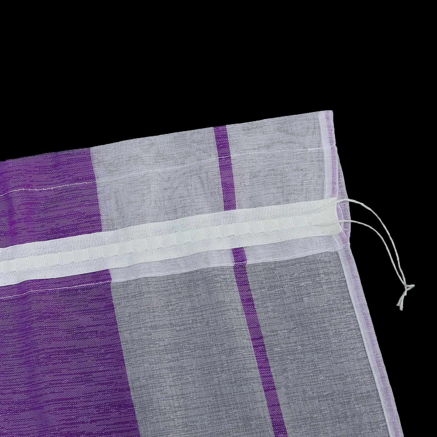 Scheibengardine durch Stangendurchzug zusammenziehbar weiße Streifenmuster halbtransparent 1 Stück