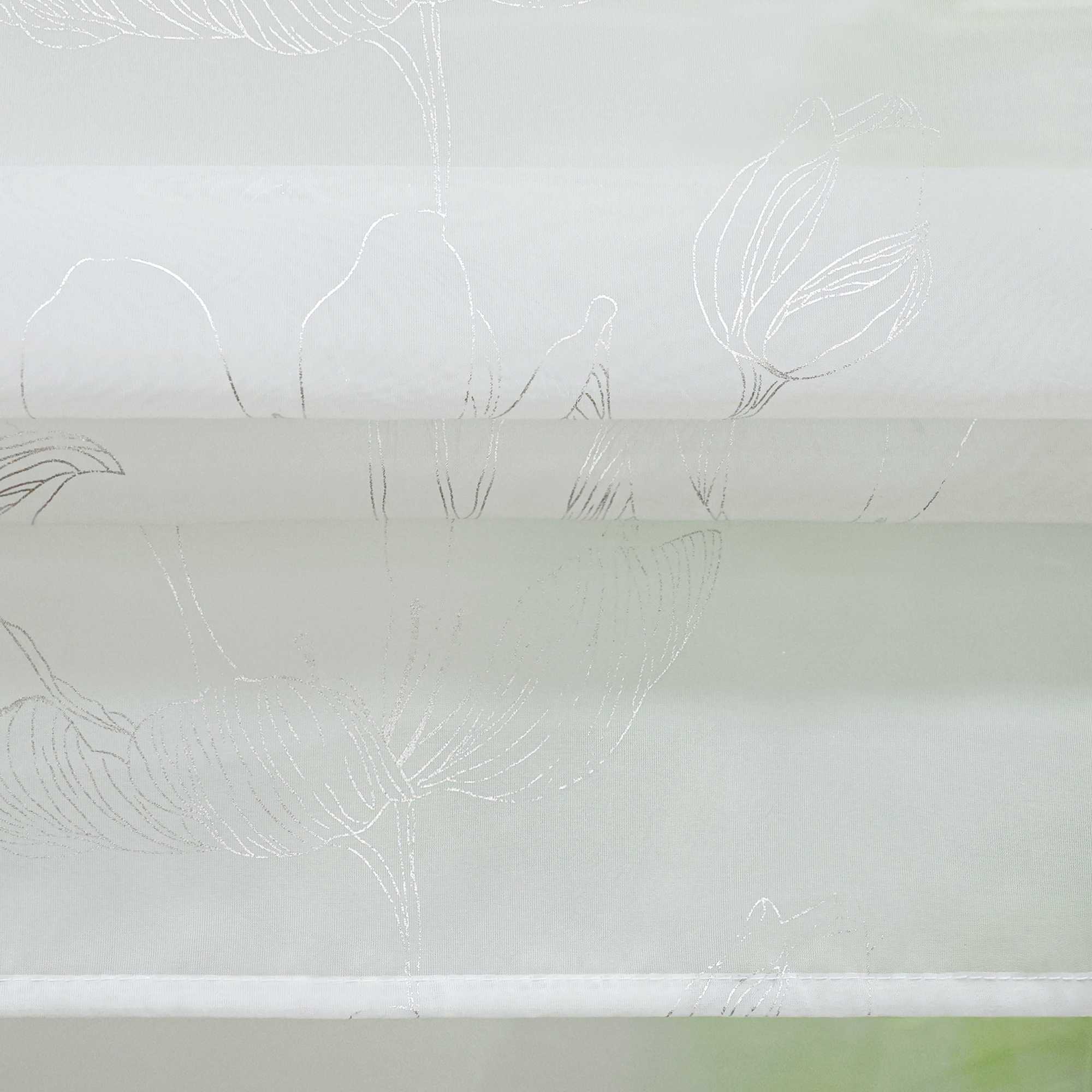 Transparente Raffrollo mit Lotusmuster und Klettband