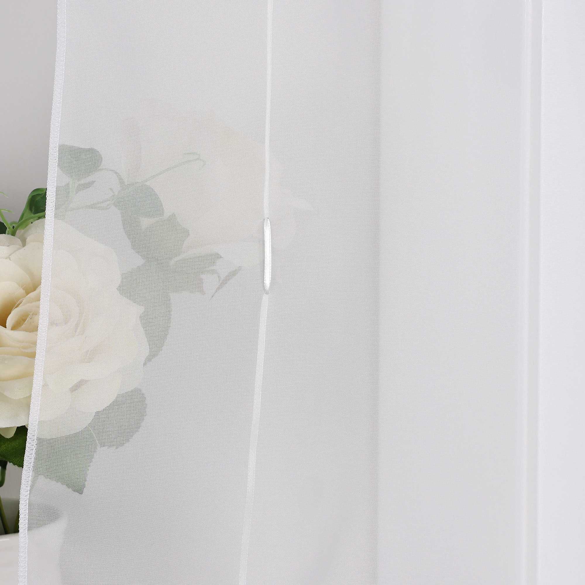 Raffrollo durch Strangendurchzug mit Blumenmuster Modern Transparent 1 Stück