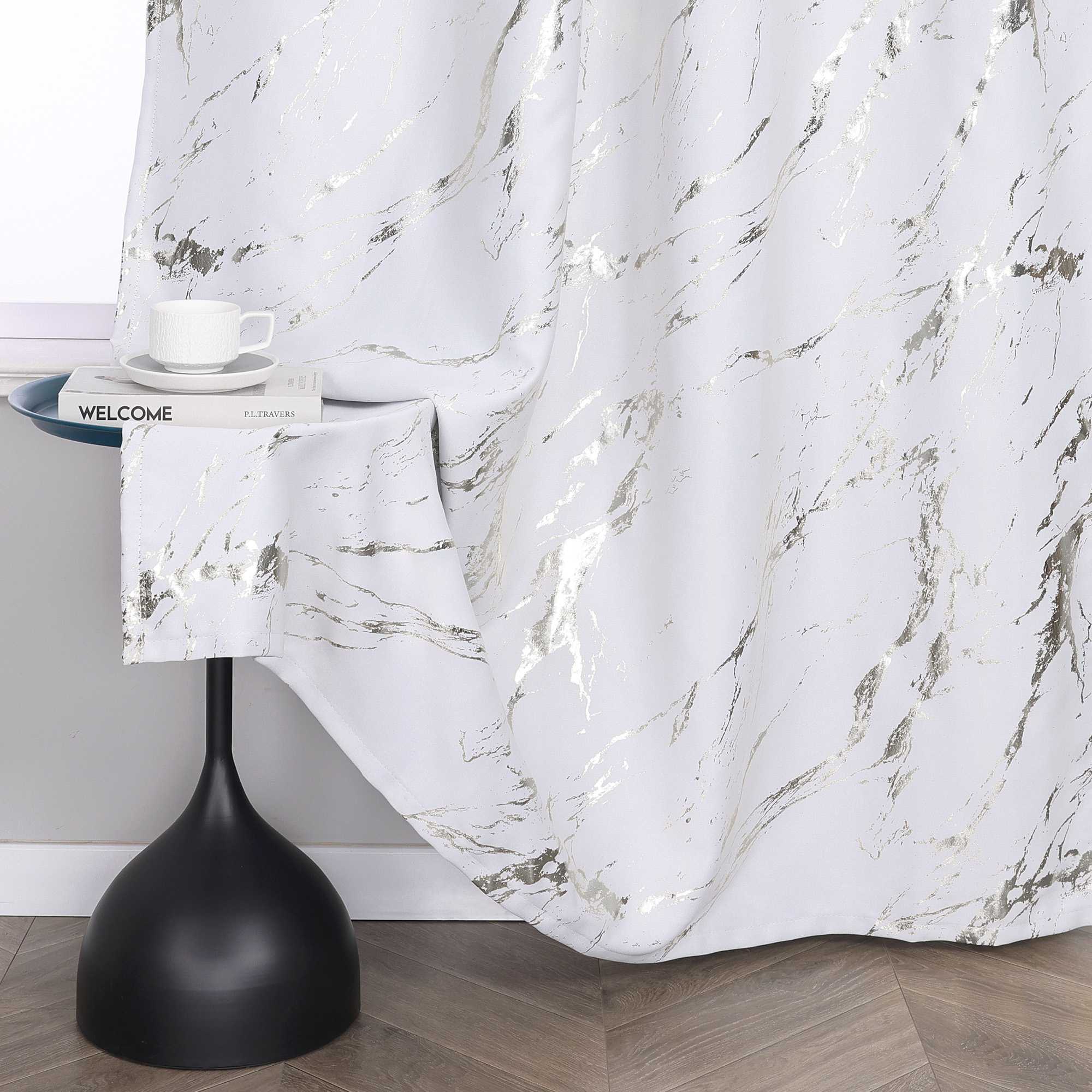 Verdunkelungsvorhang mit Marmor-Optik luxuriöser Fensterschal Wohnzimmer 1 Stück