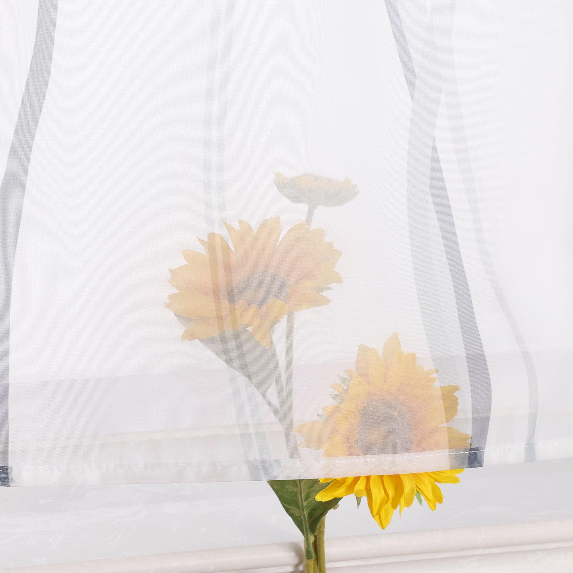 Moderner Scheibengardine mit Schlaufen und dezentem Streifenmuster transparenter Vorhang 1 Stück