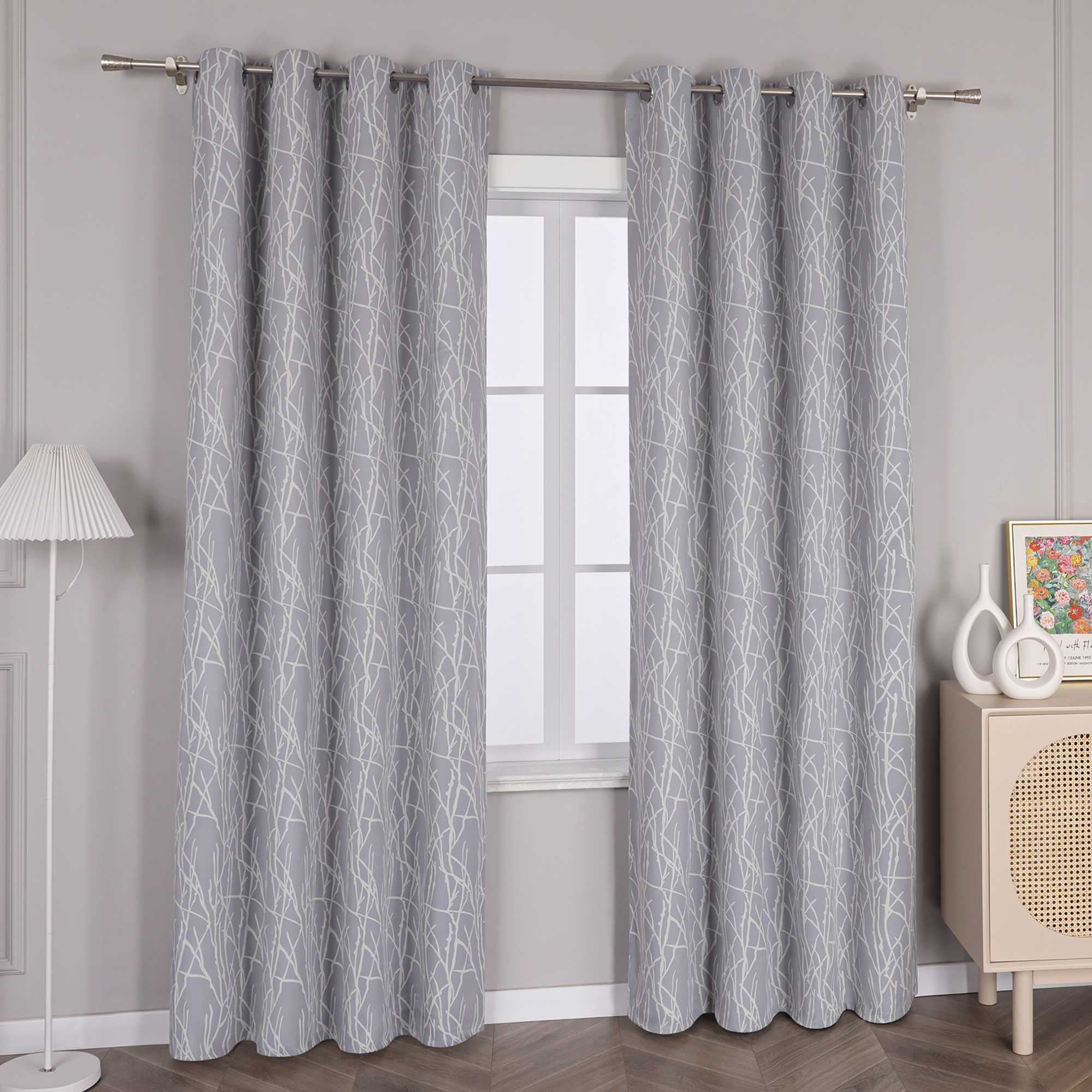 Verdunkelungsvorhang Blickdichte Gardinen für Schlafzimmer Wohnzimmer mit Ösen Schals Grau 1 Stück