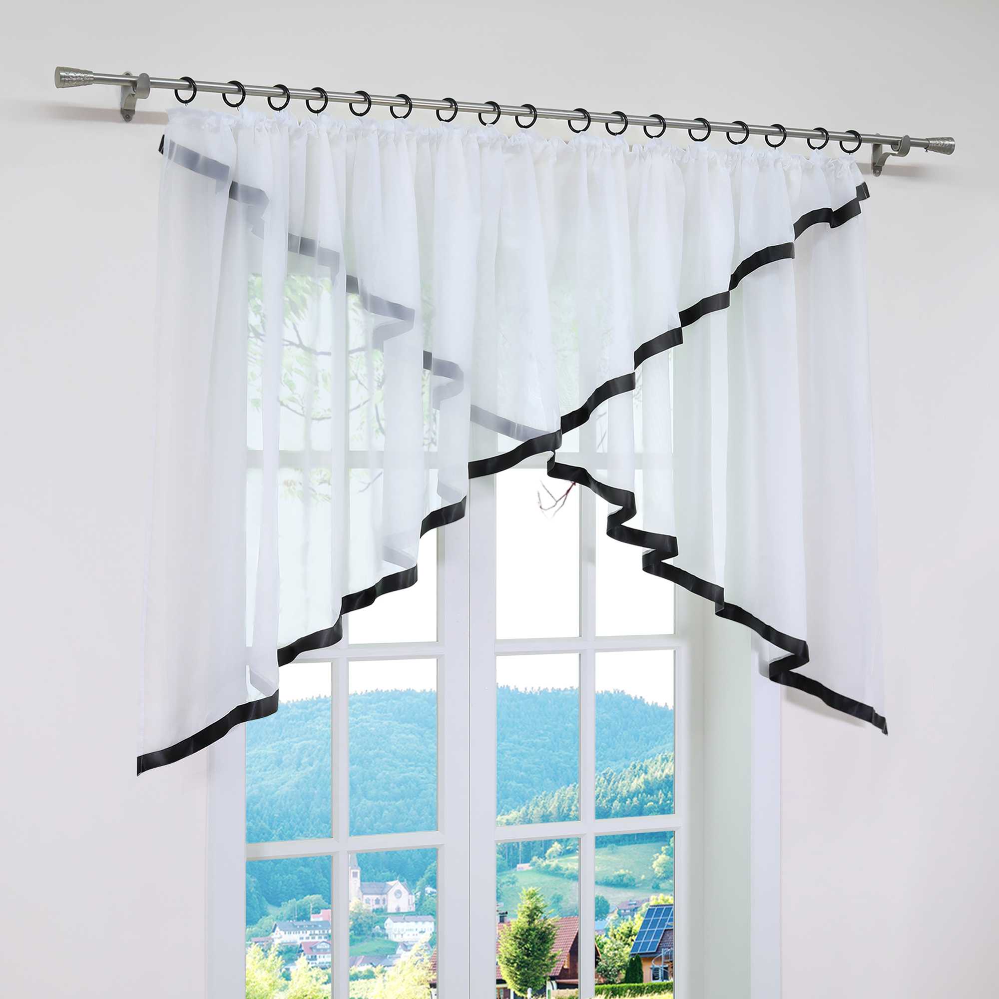 Scheibengardinen Kräuselbandgardine Fensterdeko Kreuzdesign Obere Fensterabdeckung 1 stück