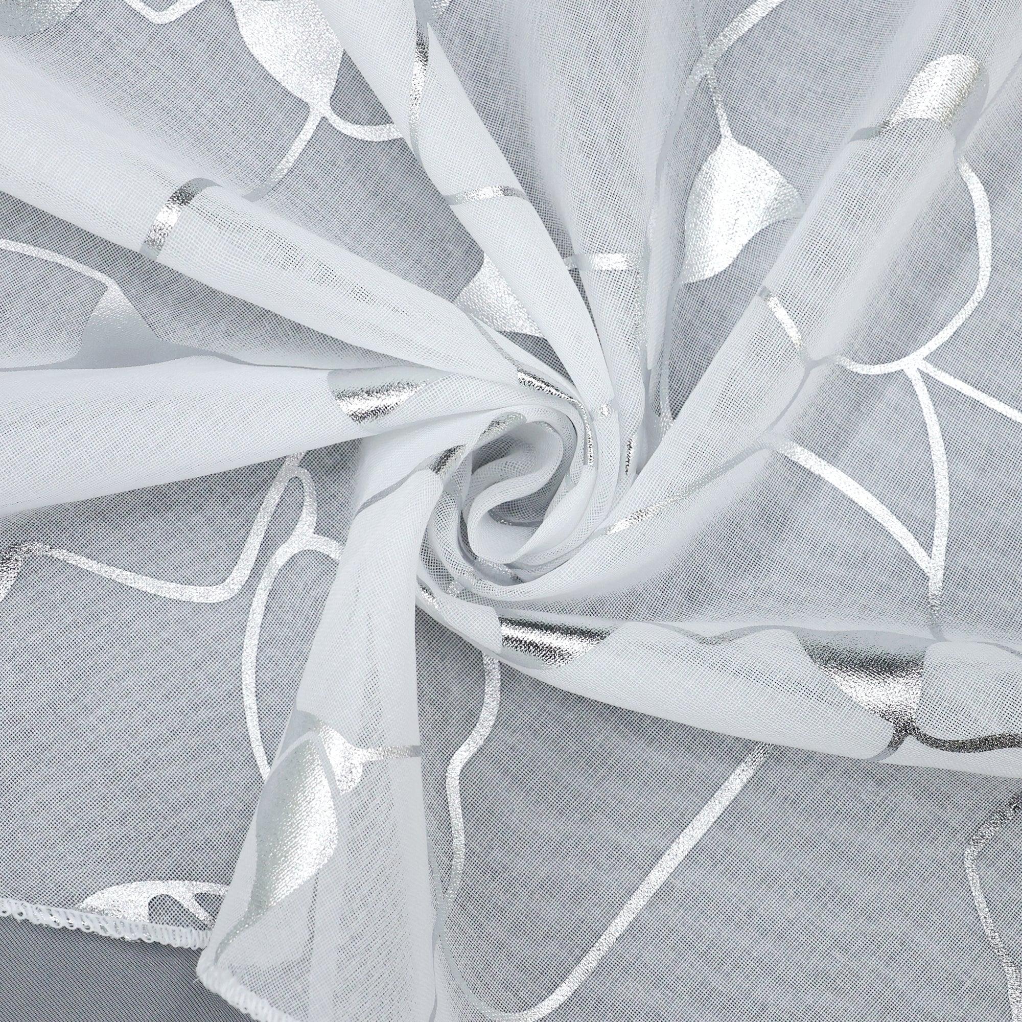 Scheibengardine durch Stangendurchzug doppelschichtige Küchengardinen mit silbernem Strukturdruck 2er Set