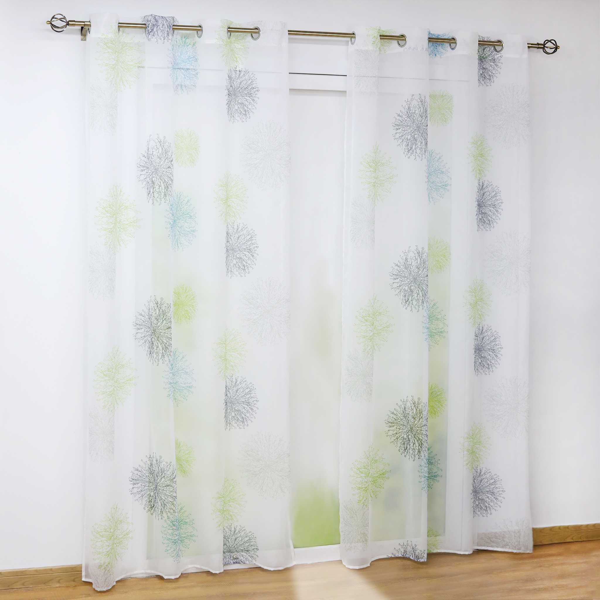 Voile-Vorhang Kräuselbandschal Transparente mit Blumenmuster leichte Schutzfunktion 1 Stück