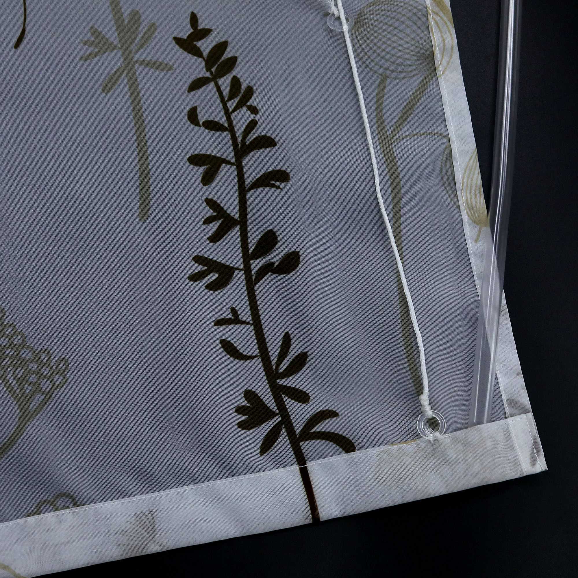 Raffrollo mit Schlaufen Voile Raffgardine Modern Küche Gardinen mit Laternenblume Muster Wohnzimmer Halbtransparent