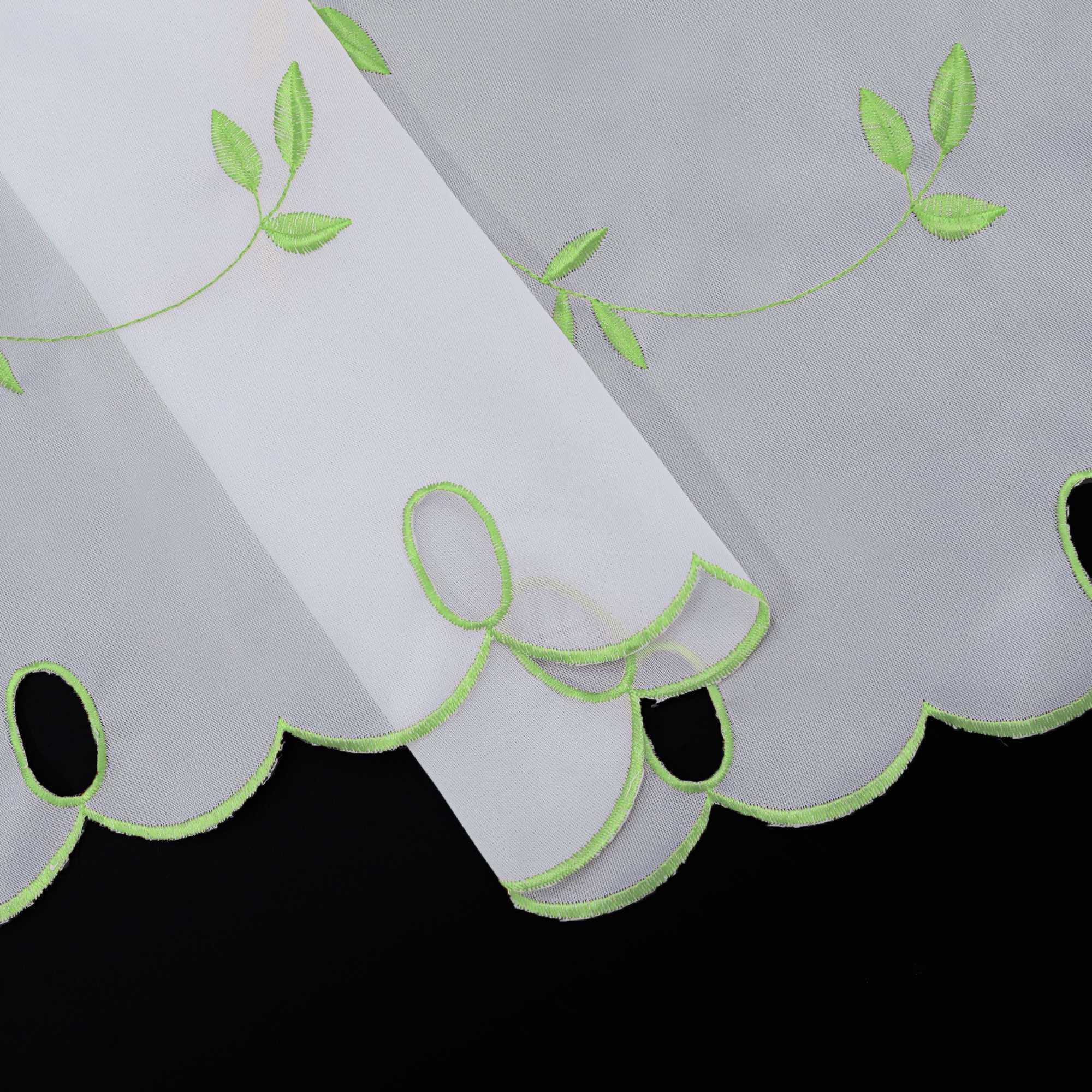 Scheibengardinen Voile Bistrogardinen mit Blattstickerei Transparent Bestickte Küche Kurzstores