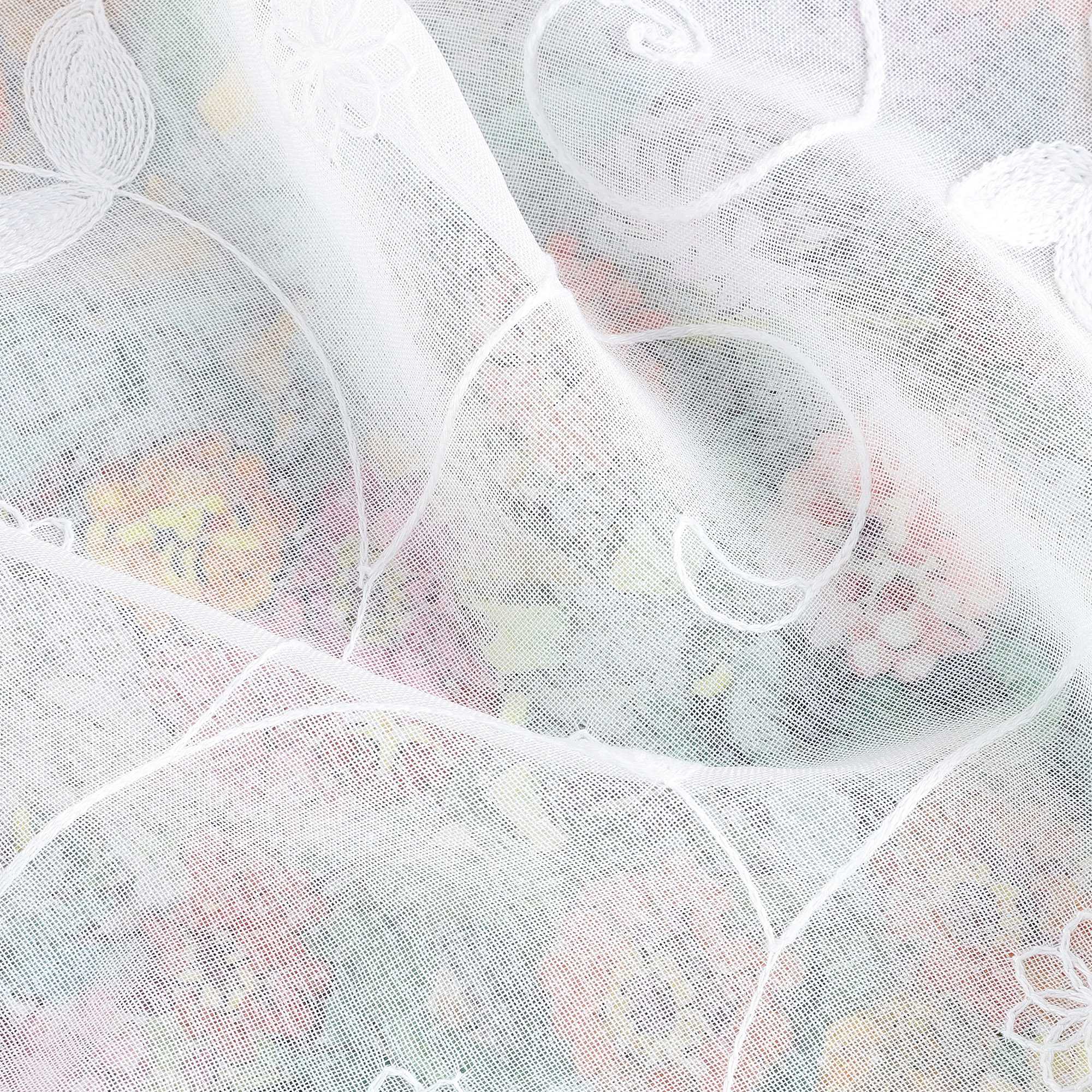 Delien Transparente Scheibengardine mit Schleifen & transparentem Blattmuster