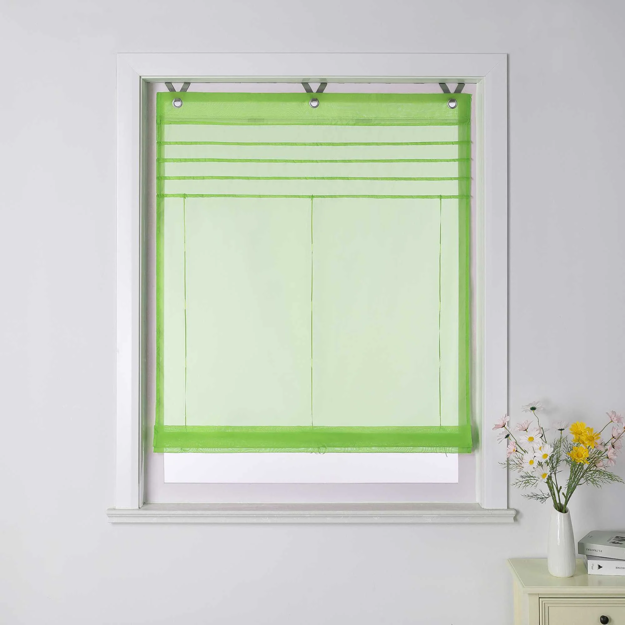 Rollos mit V-Haken halbtransparent lichtdurchlässig Unifarbe hochziehbar 1 Stück