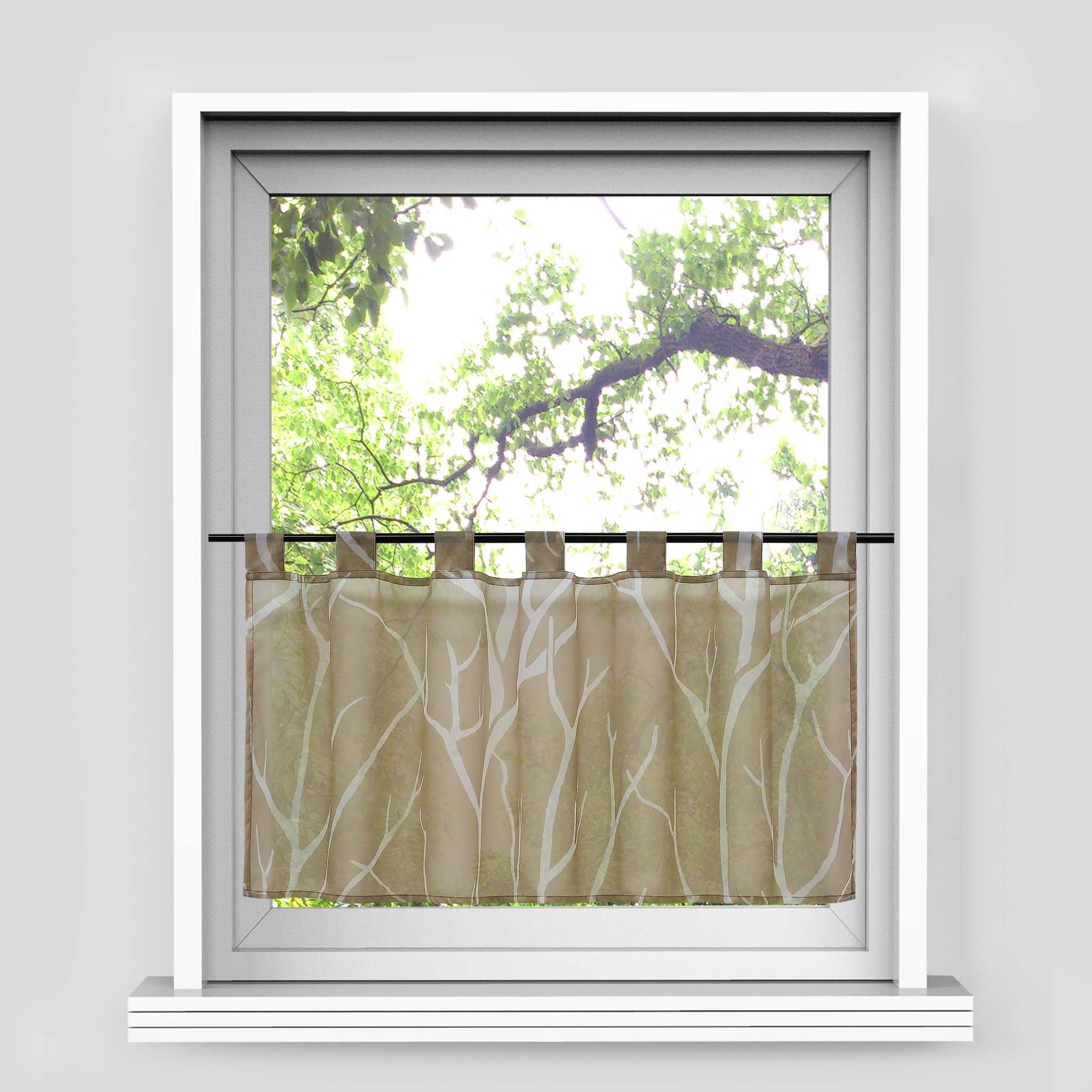 Scheibengardine Schlaufengardine Halbtransparent mit Muster 1 Stück