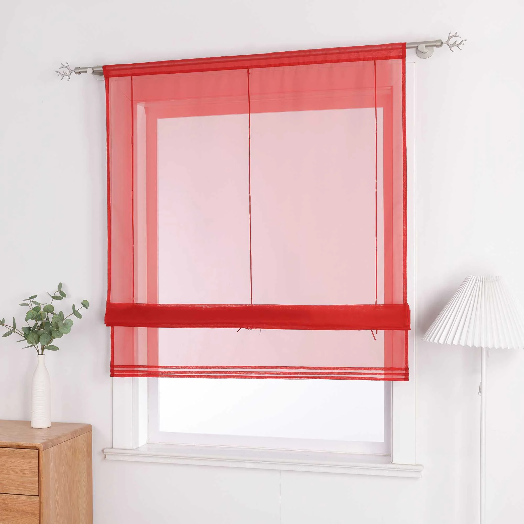 Rollos durch Stangendurchzug Transparente Luftig Unifarbig 1 Stück