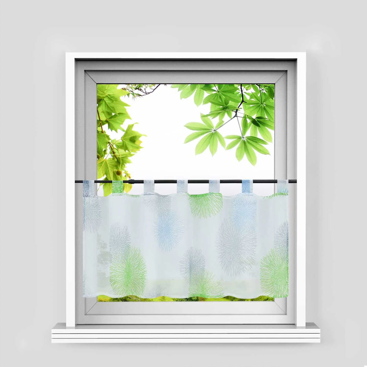 Scheibengardine Schlaufengardine mit Feuerwerksmuster Feriendeko halbtransparent Pflegeleicht Lichtdurchlässig 1 stück