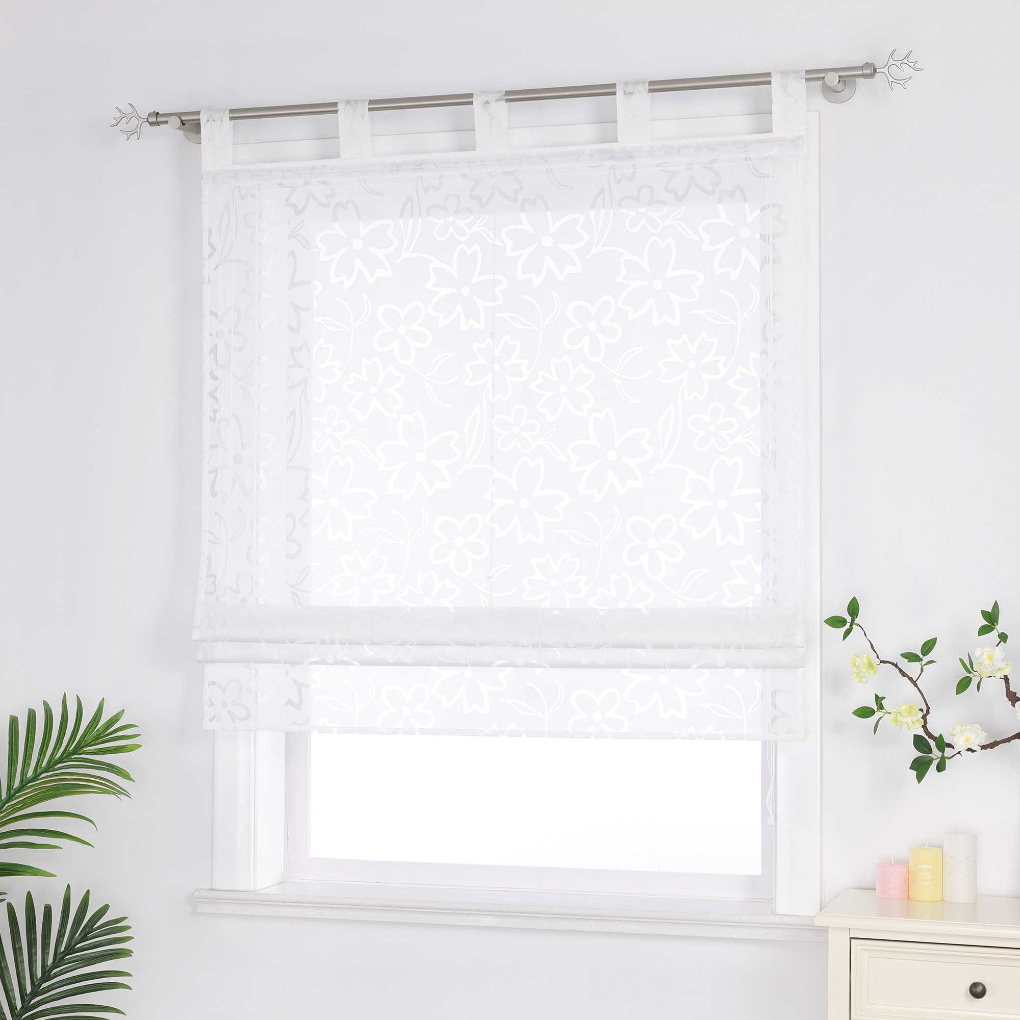Delien rollos mit schlaufen transparent mit Blumenmuster wohnzimmer gardinen für Fenster innen