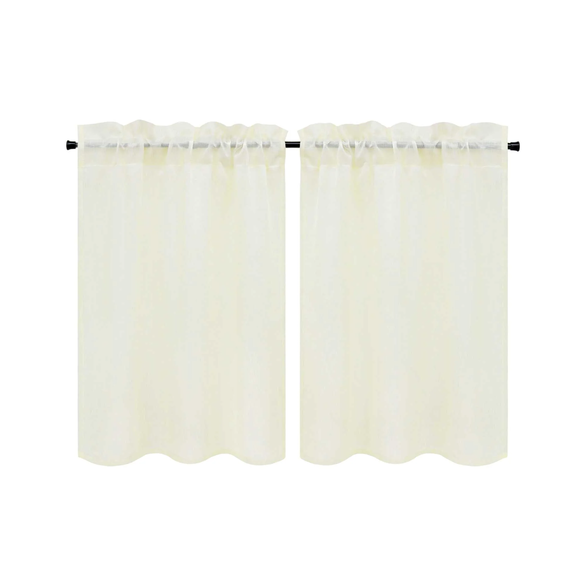 Scheibengardine 2er Set Bistrogardinen durch Tunnelzug Kurzgardinen Leinen Halbtransparent