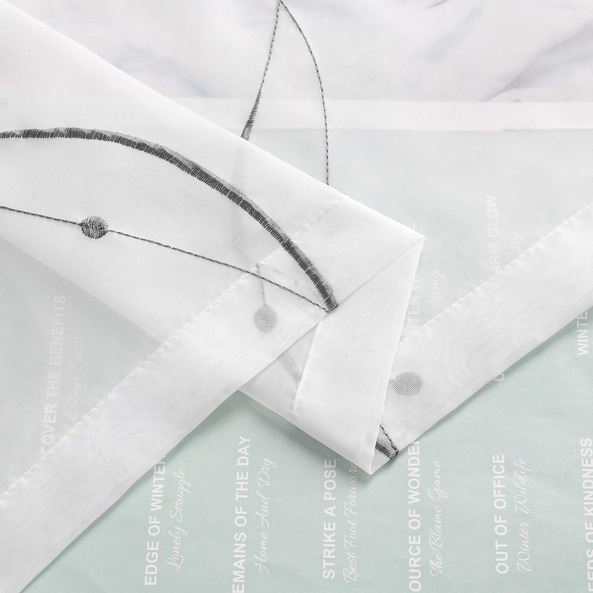 Schiebegardinen mit Schlaufen 2er Flächenvorhänge Schiebevorhang mit Wellenperlenmuster Stickerei Transparent