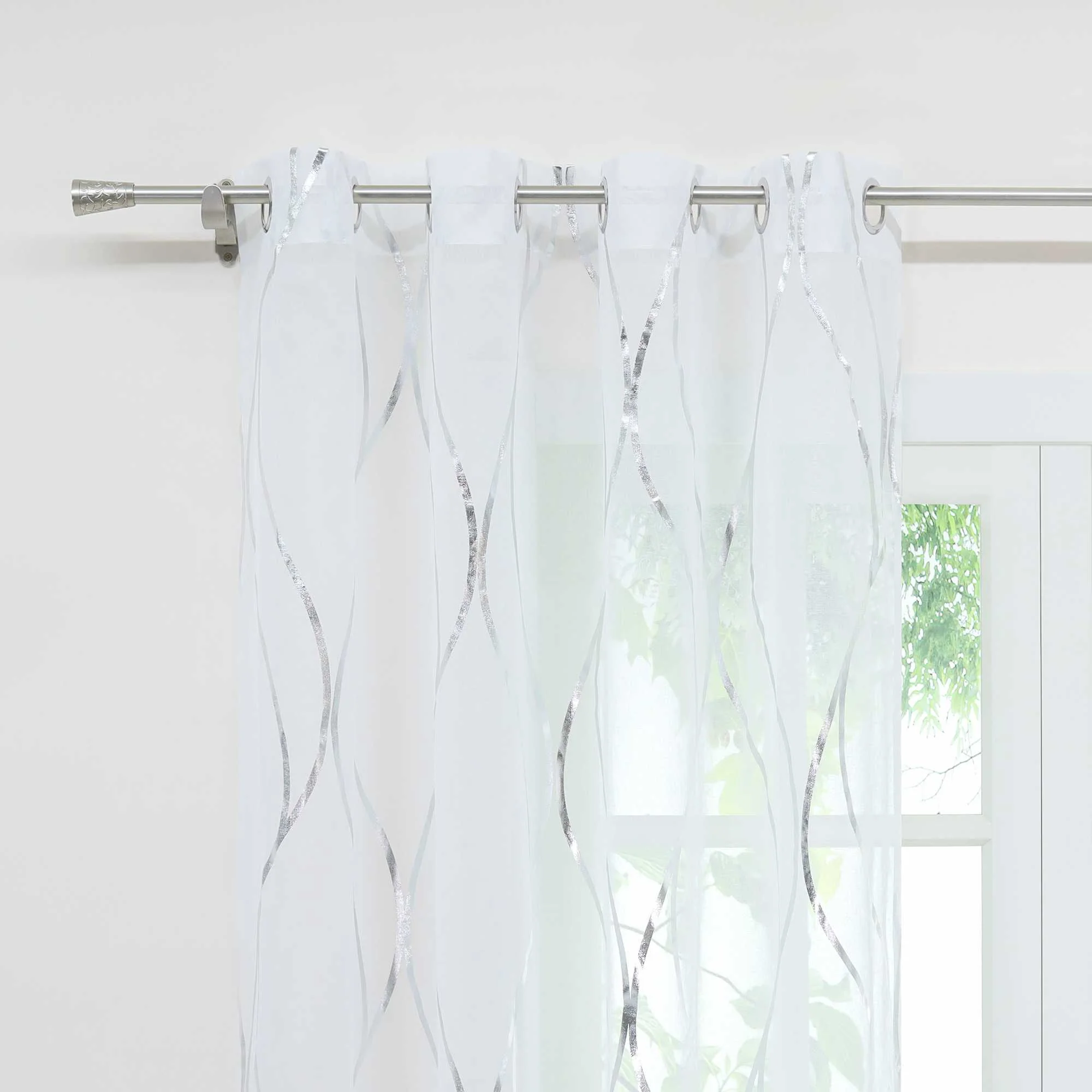 Transparenter Vorhang Ösenschal mit Wellenmuster lichtdurchlässig