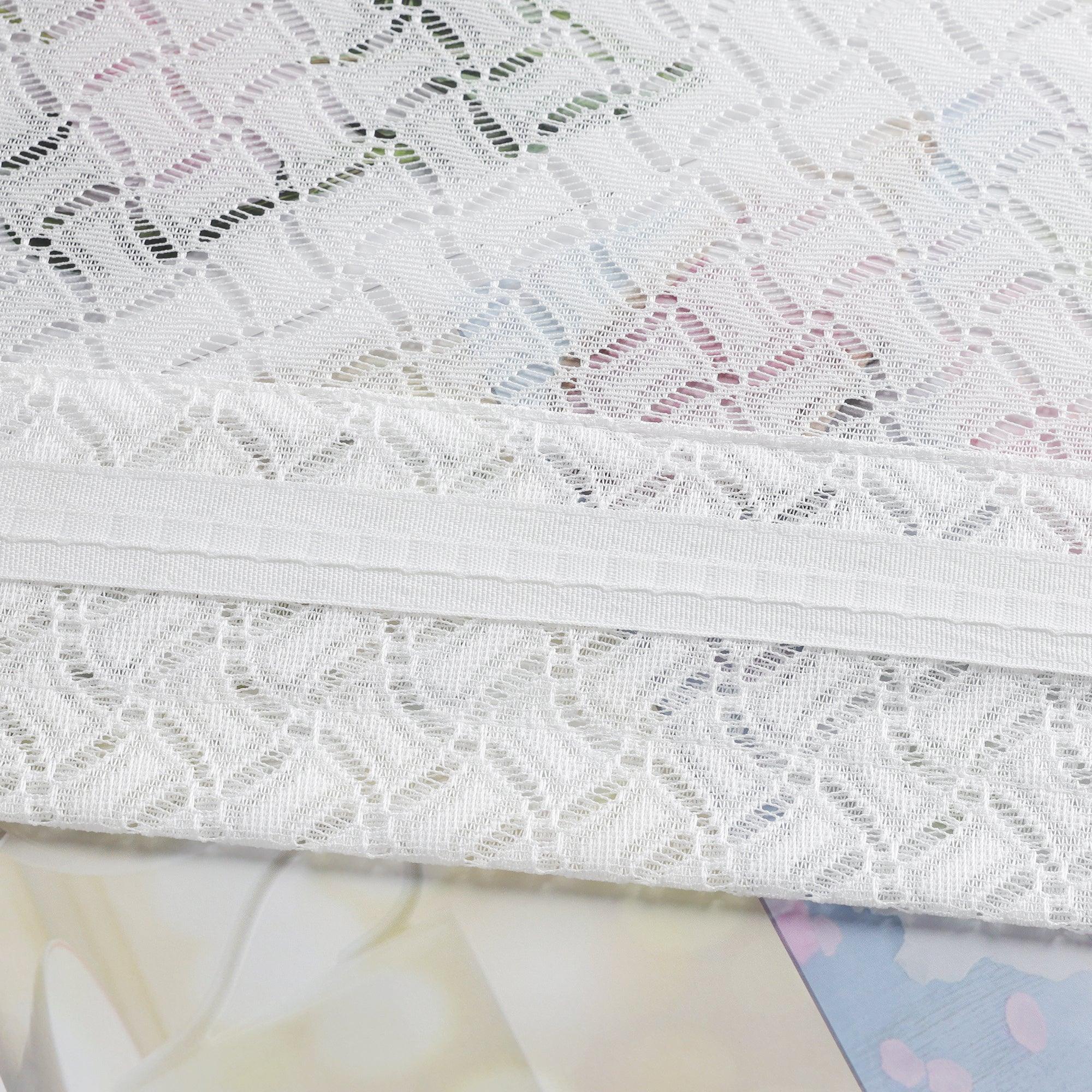 2er Set Scheibengardinen Jacquard Bistrogardine durch Tunnelzug Kurzgardinen Halbtransparent Weiß