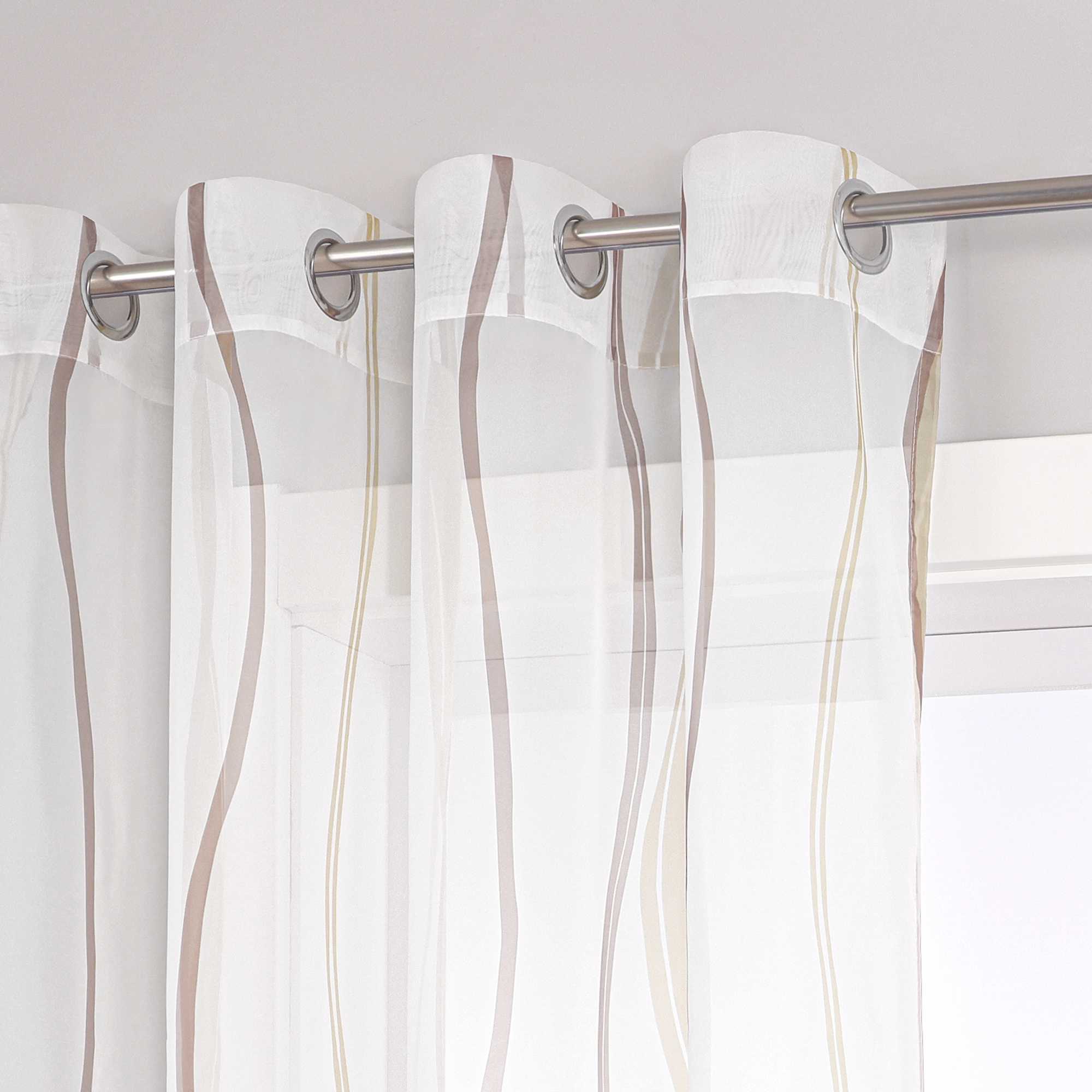 Vorhang Ösenschal mit bunten Wellenmustern Halbtransparent 1 stück