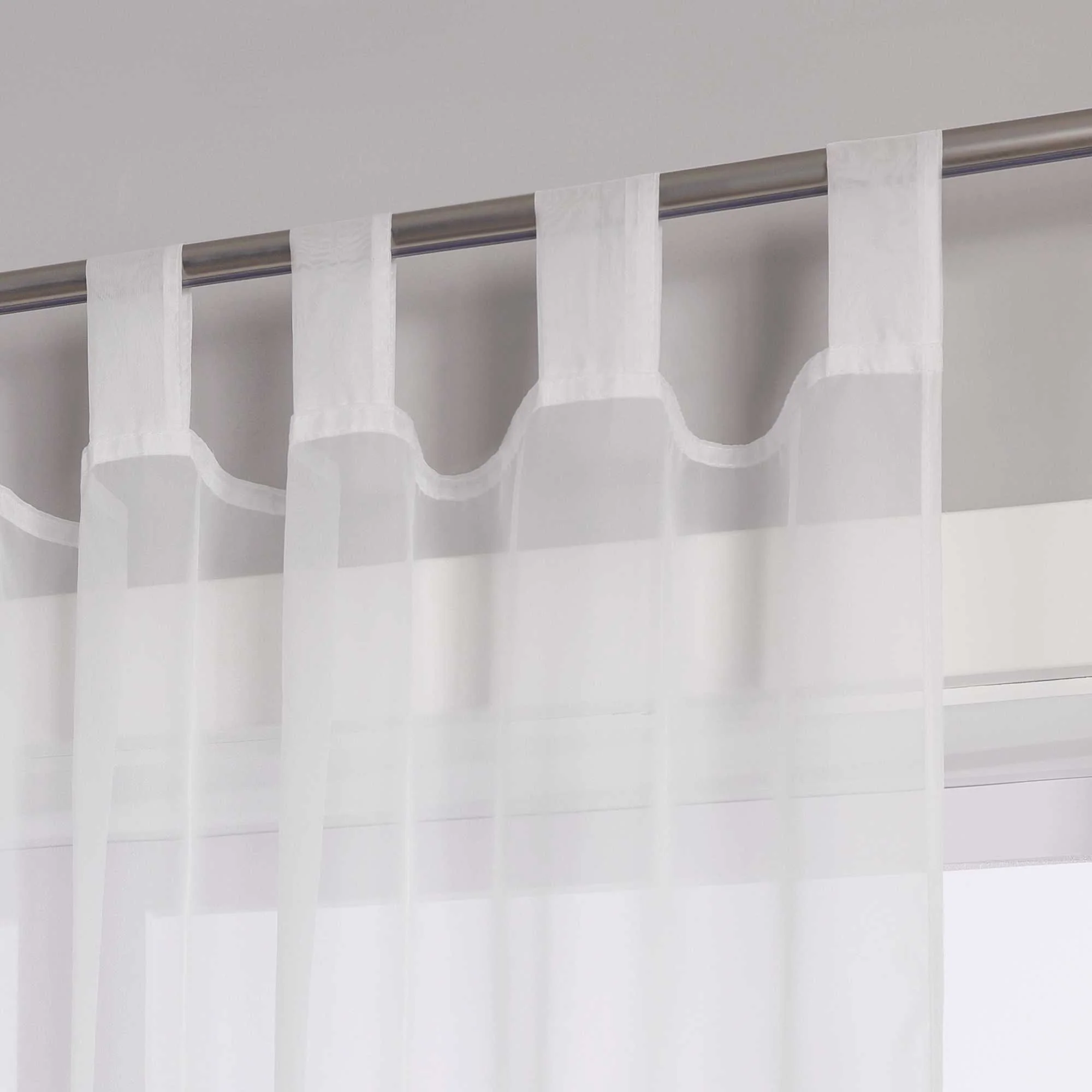 Transparenter Vorhang mit Seidenband Unifarbe Voile 1 Stück