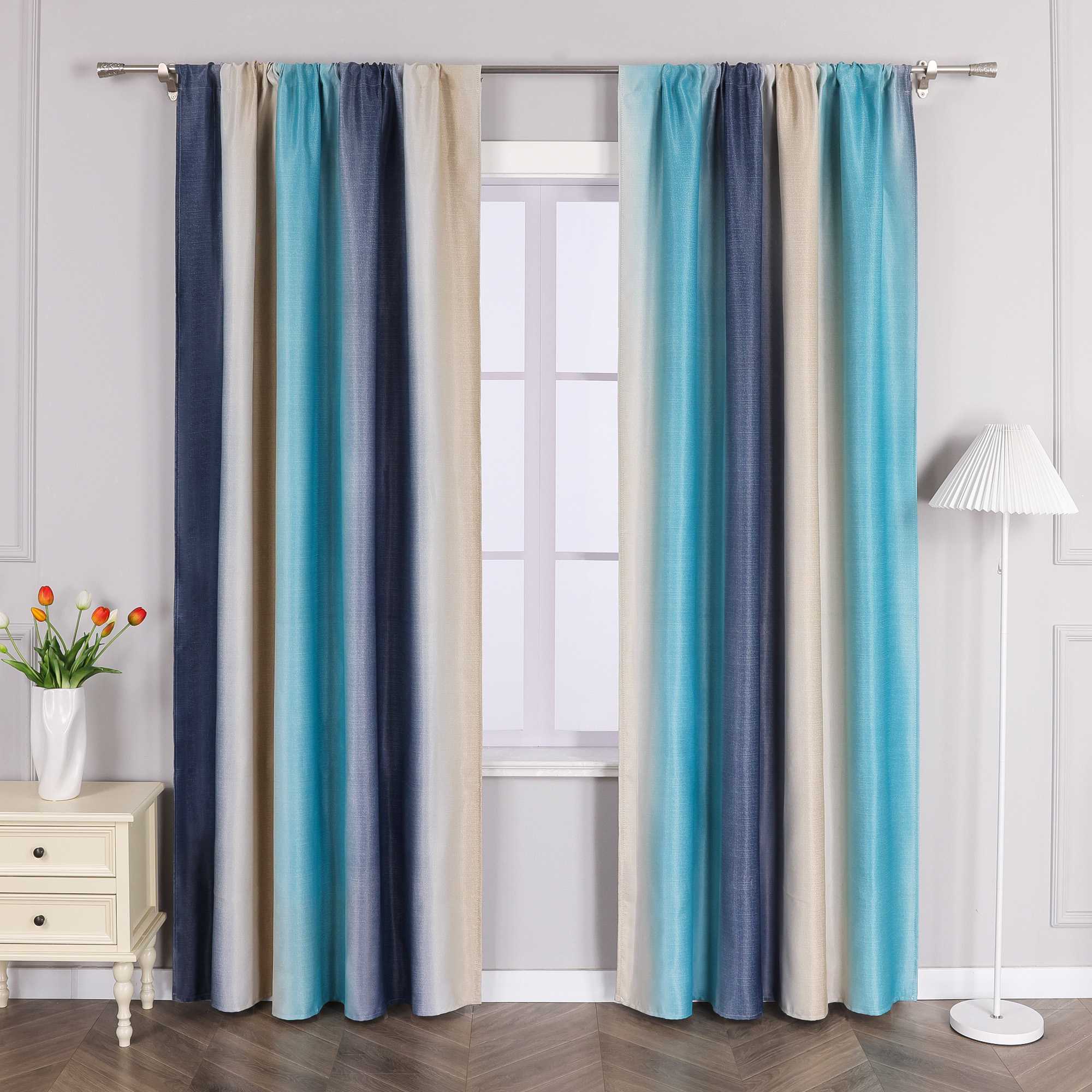 Verdunkelungsvorhang Blickdichte Gardinen  Schlafzimmer Wohnzimmer durch Tunnelzug Farbverlauf 1 Stück