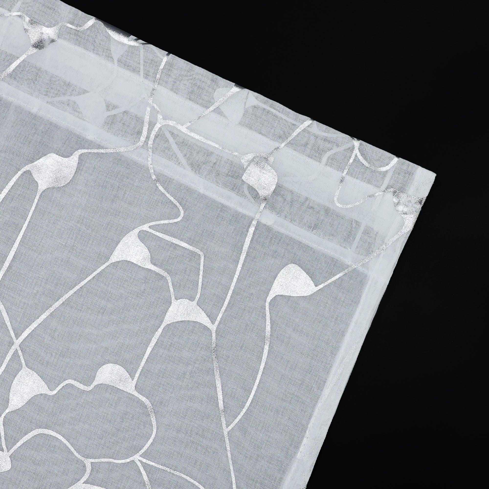 Scheibengardine durch Stangendurchzug doppelschichtige Küchengardinen mit silbernem Strukturdruck 2er Set