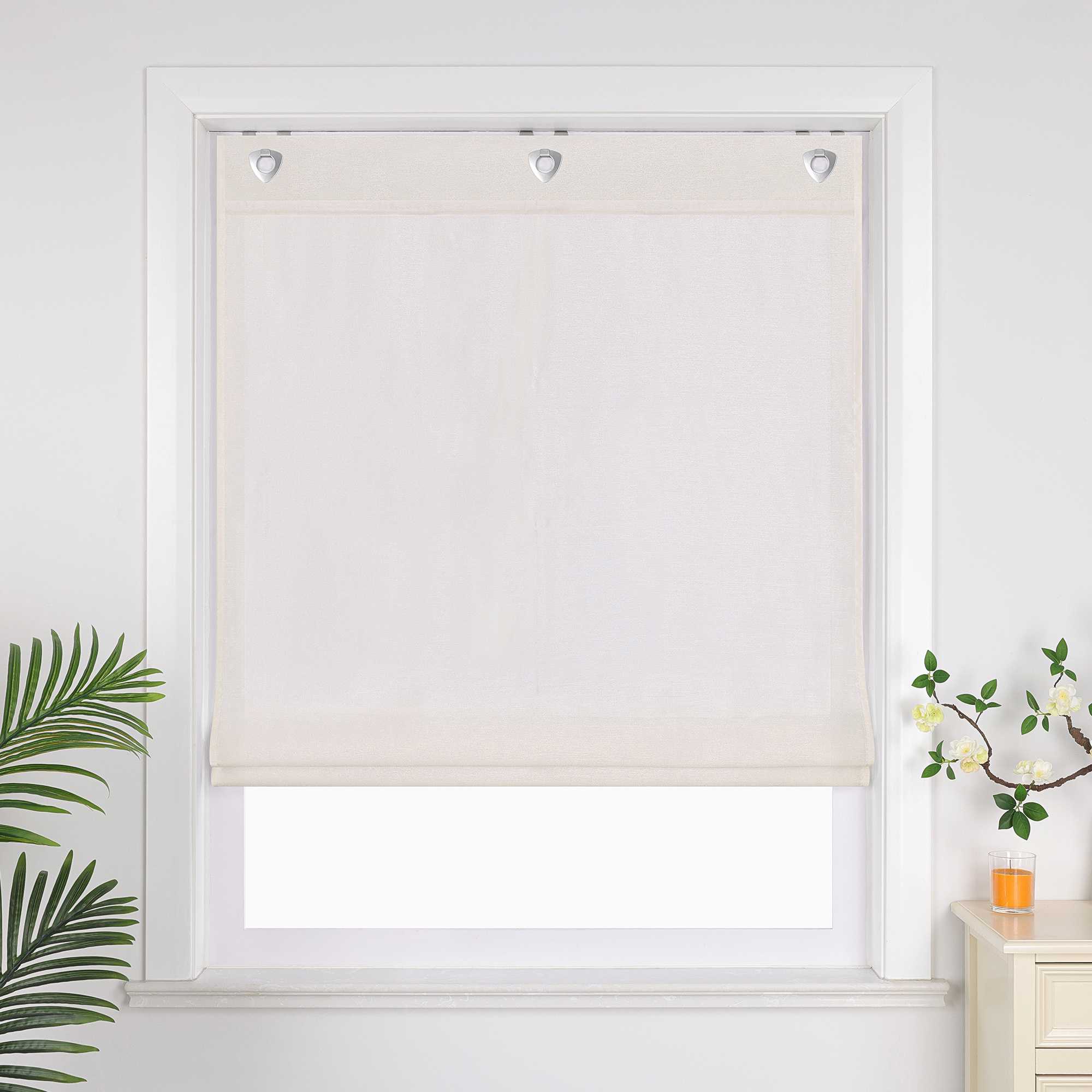 Raffrollo ohne Bohren unifarbe mit feinen horizontalen Streifen