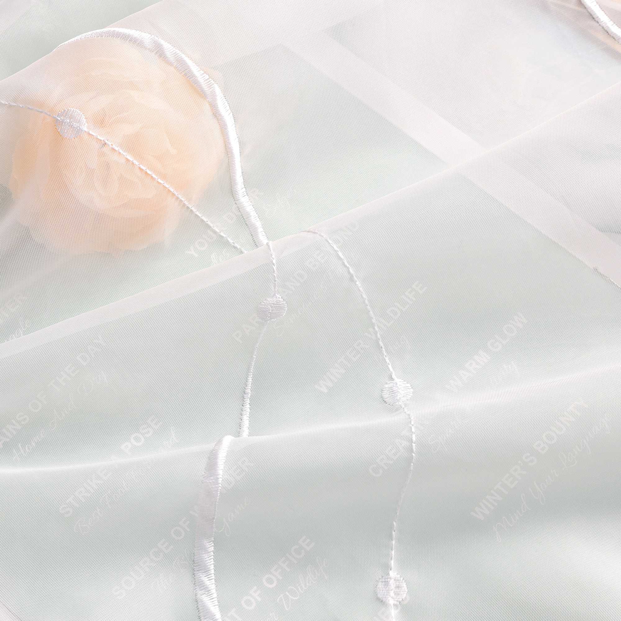 Schiebegardinen mit Schlaufen 2er Flächenvorhänge Schiebevorhang mit Wellenperlenmuster Stickerei Transparent