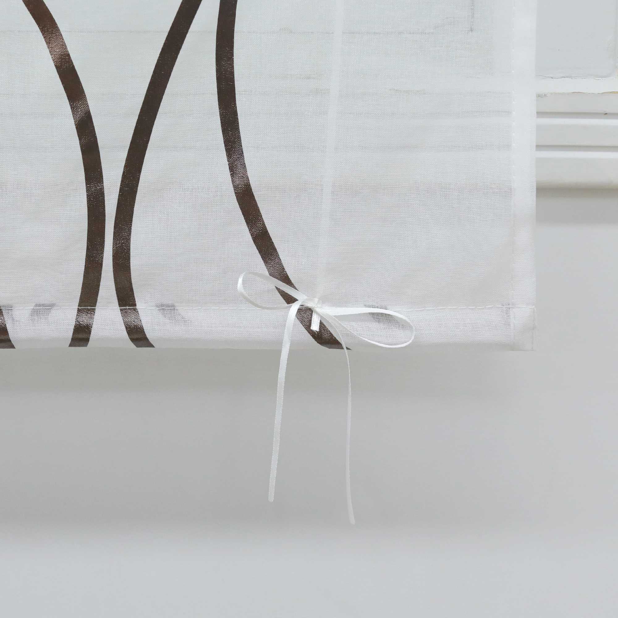 Rollos mit Ösen Gardinen Küche Raffgardinen Transparent Ösenrollo Vorhänge Mit Wellen-Druck Modern Voile 1 Stück