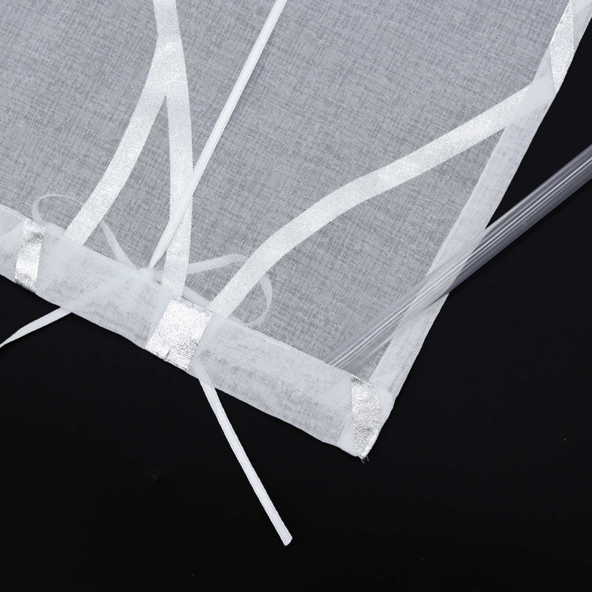 Rollos mit Ösen Gardinen Küche Raffgardinen Transparent Ösenrollo Vorhänge Mit Wellen-Druck Modern Voile 1 Stück