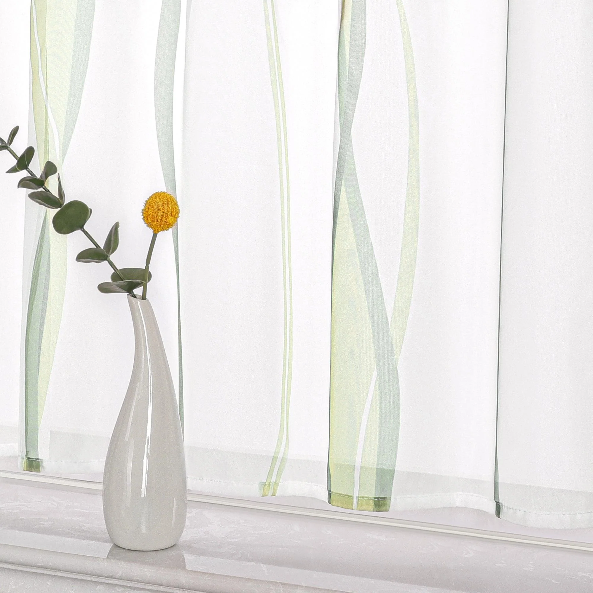 Moderner Scheibengardine mit Schlaufen und dezentem Streifenmuster transparenter Vorhang 1 Stück