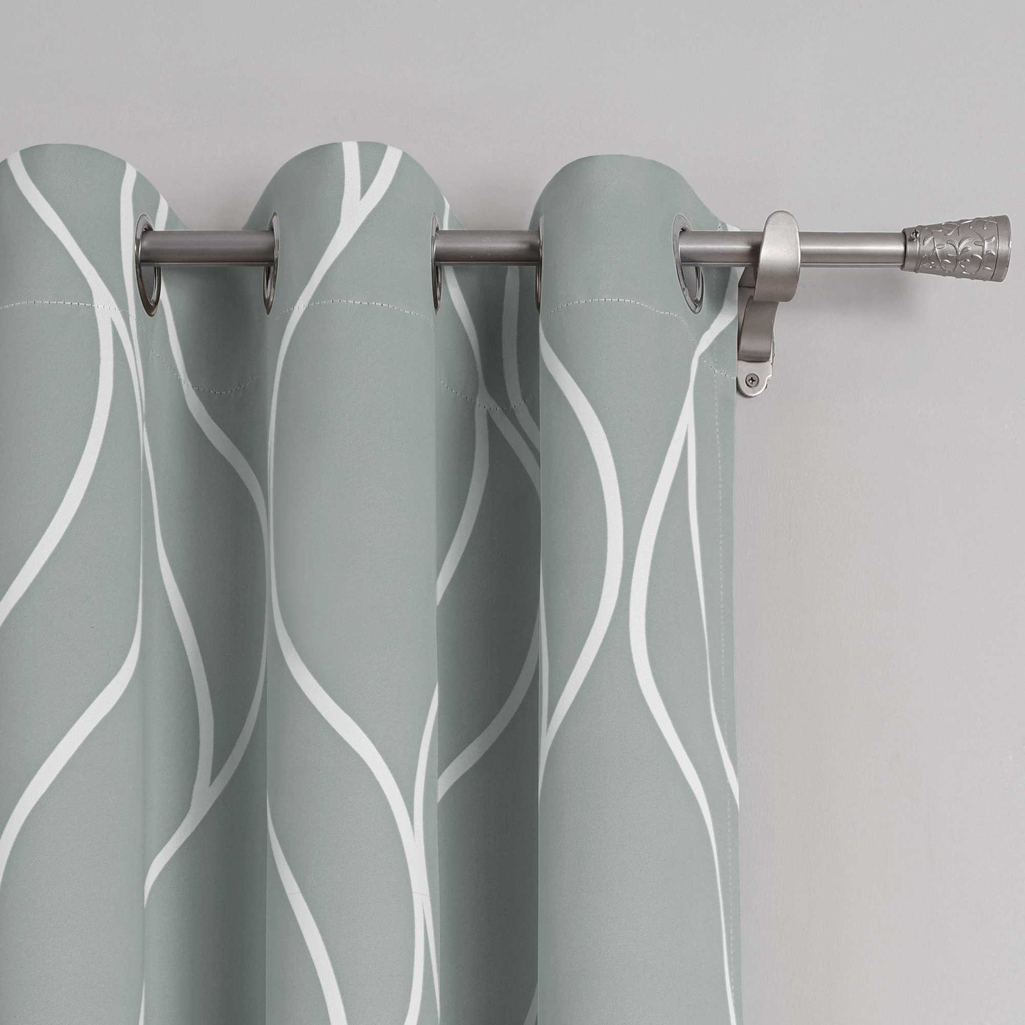 Verdunkelungsvorhänge Ösenschal mit Wellenmuster Blickdichte Landhaus Schlafzimmer  1 St.