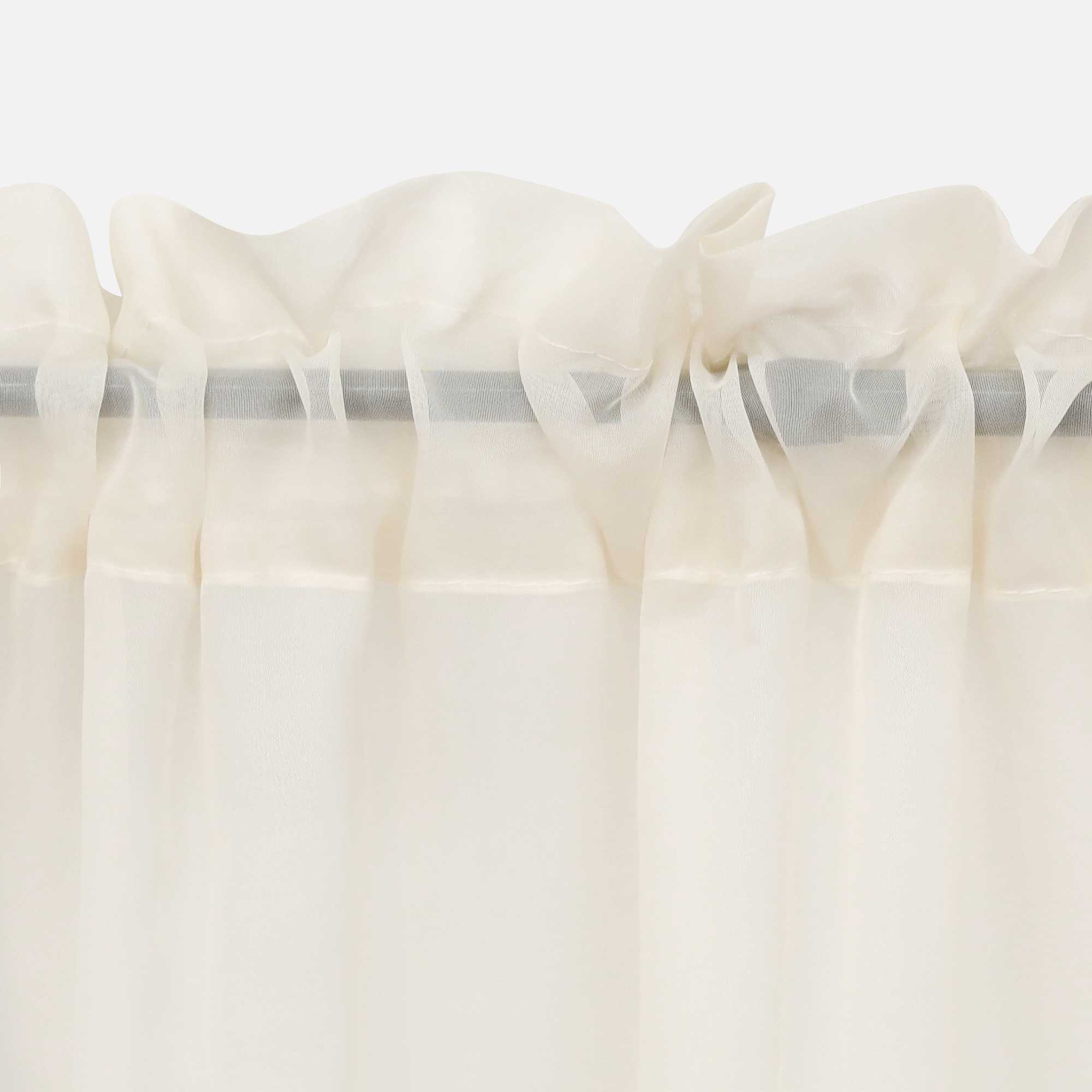 Scheibegardine durch Stangendurchzug zusammenziehbar Transparent Unifarbe Luftdurchlässig zusammenziehbar 2 Stück