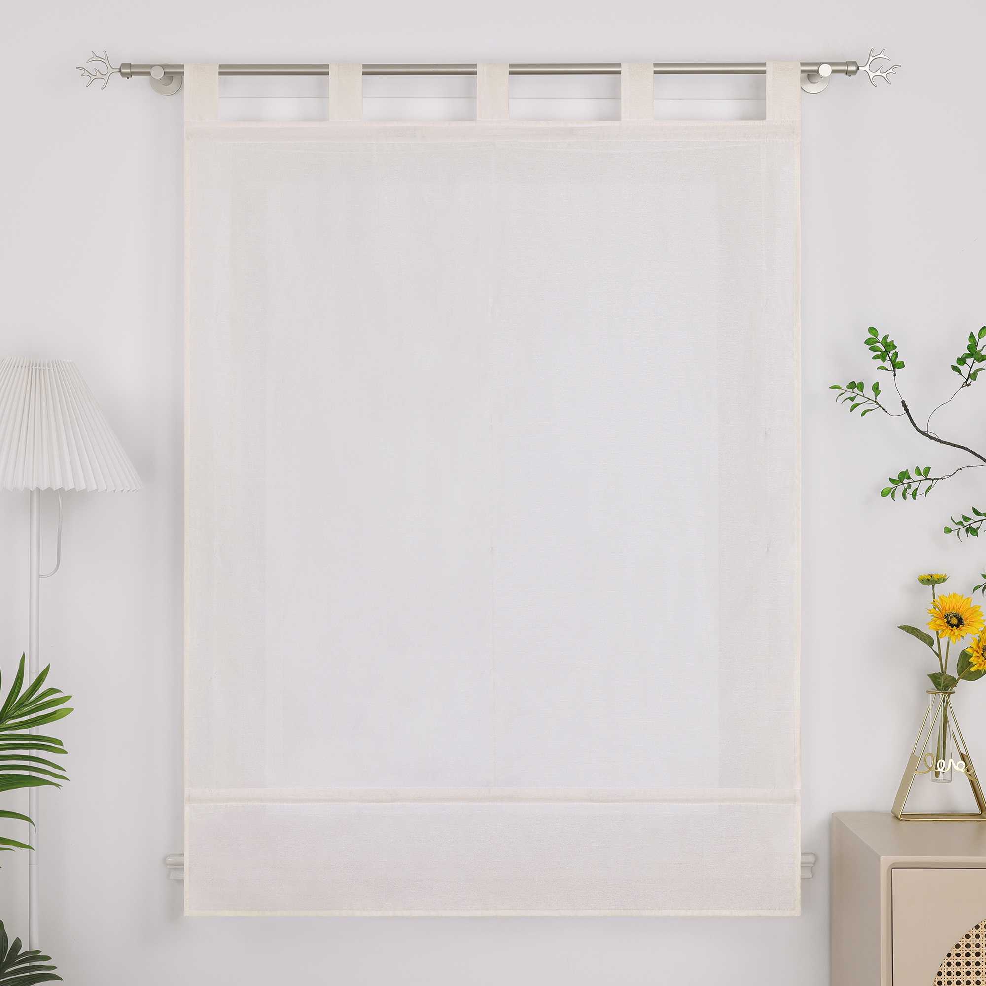 Raffrollo mit Schlaufen Raffgardinen Küche Gardinen Vorhänge Bändchenrollo Wohnzimmer Uni 1 Stück