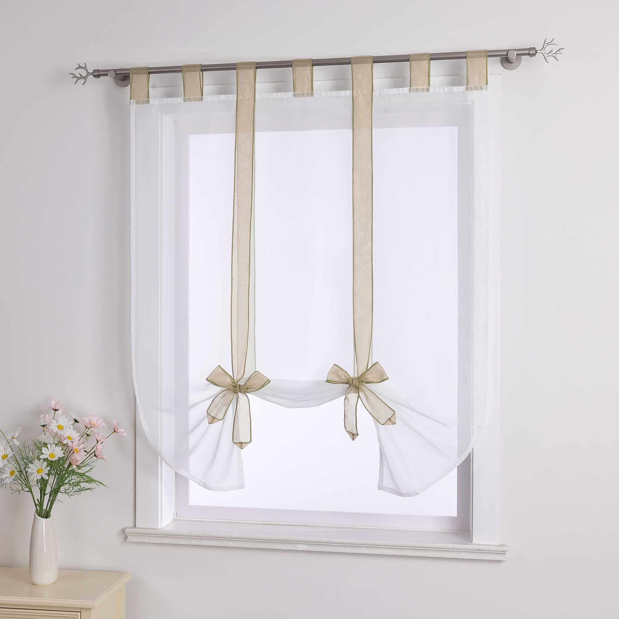 Rollos Schlaufengardine mit Schleifendesign transparent hochziehbar Fensterdeko 1 Stück