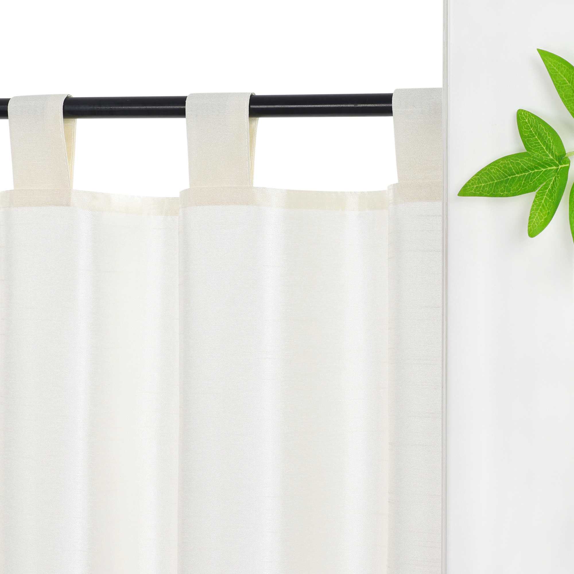 Halbtransparente kurze Gardine modern mit Leinenstruktur und Spitzenborte