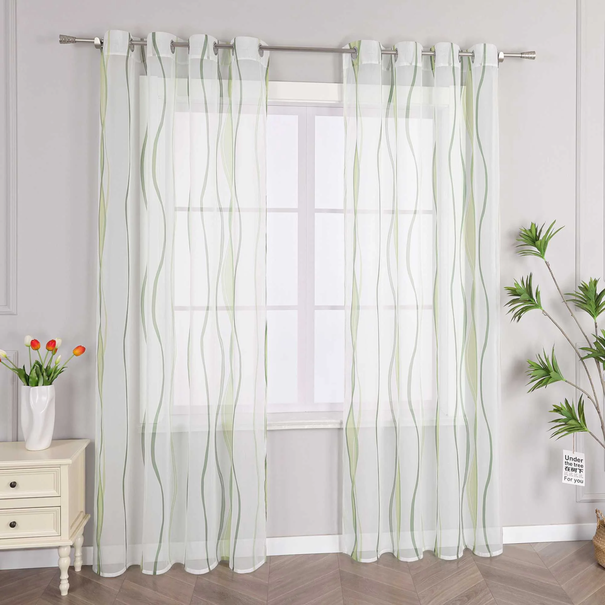 Vorhang Ösenschal mit bunten Wellenmustern Halbtransparent 1 stück