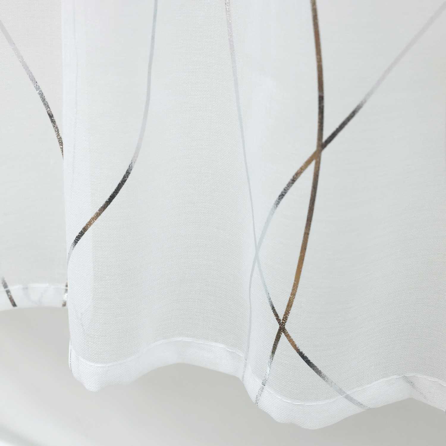 Scheibengardinen durch Tunnelzug Modern Bistrogardine Küchengardinen Landhausstil Kurzstores Wellenstreifen Transparent