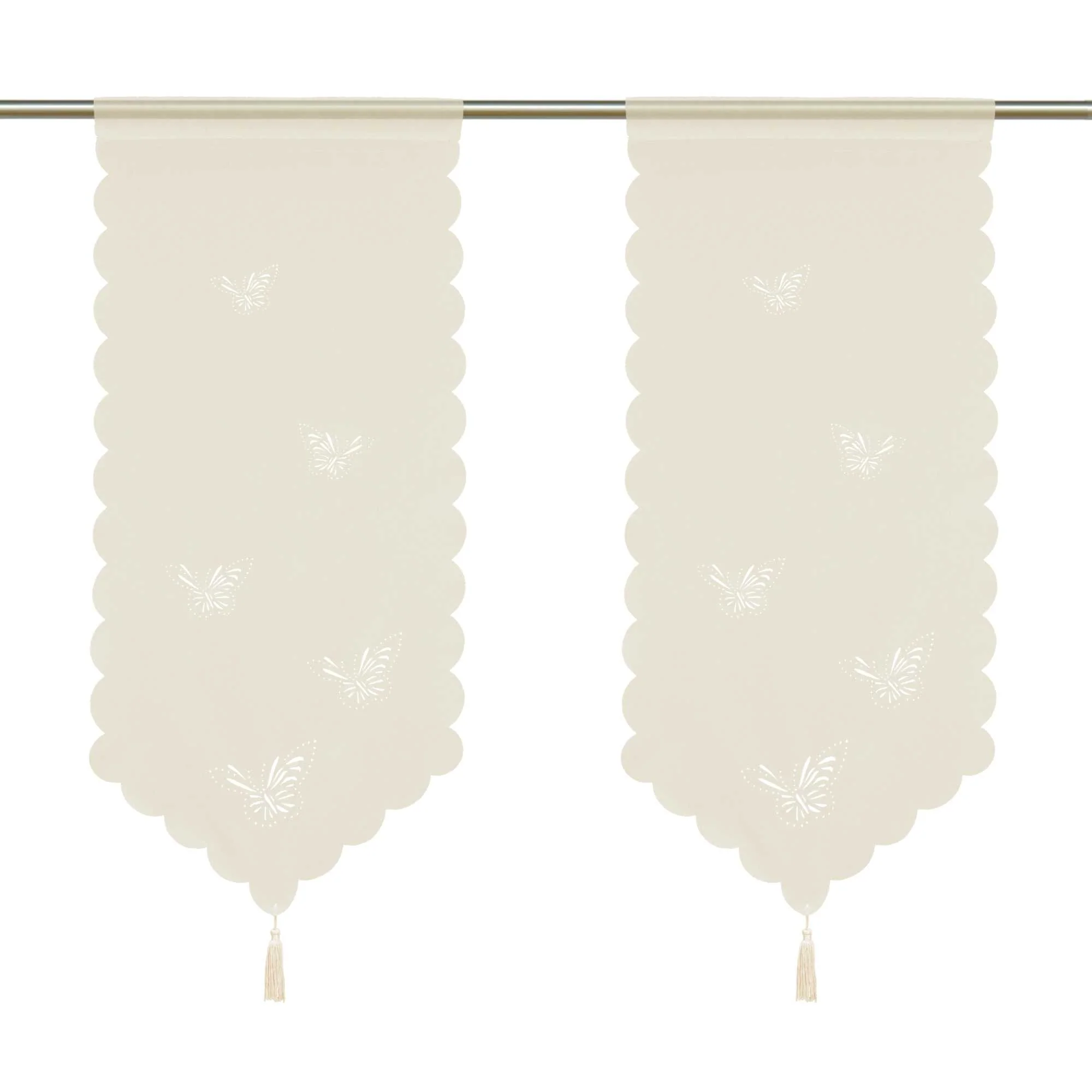 Transparente Scheibengardine mit Schmetterlingsdesign Dreiecksabschluss 1 Stück