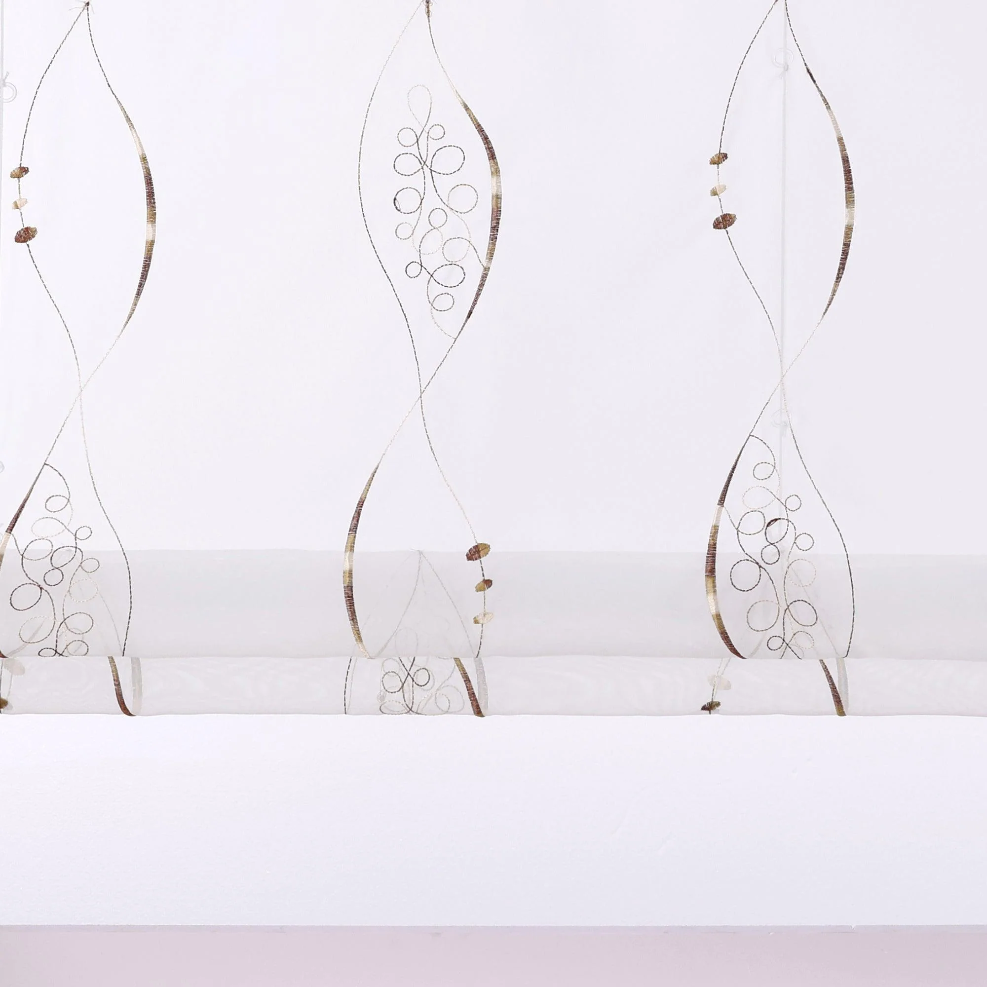 Raffrollo ohne Bohren Ösenrollo mit U Haken Bestickt Raffgardine Küche Gardinen mit Stickerei Transparent