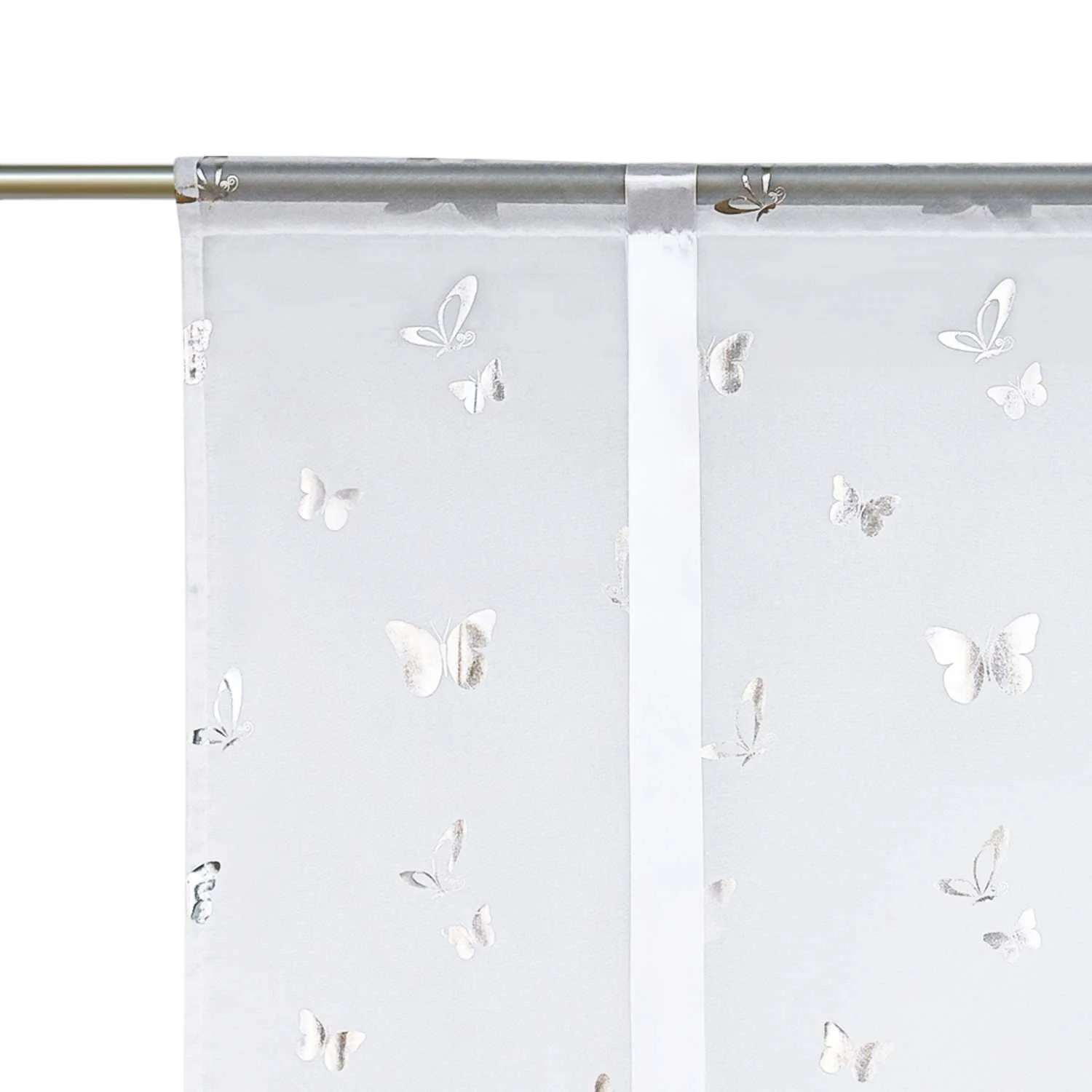 Rollos durch Stangendurchzug transparent mit Schmetterlingsmuster hochziehbare Falten 1 Stück