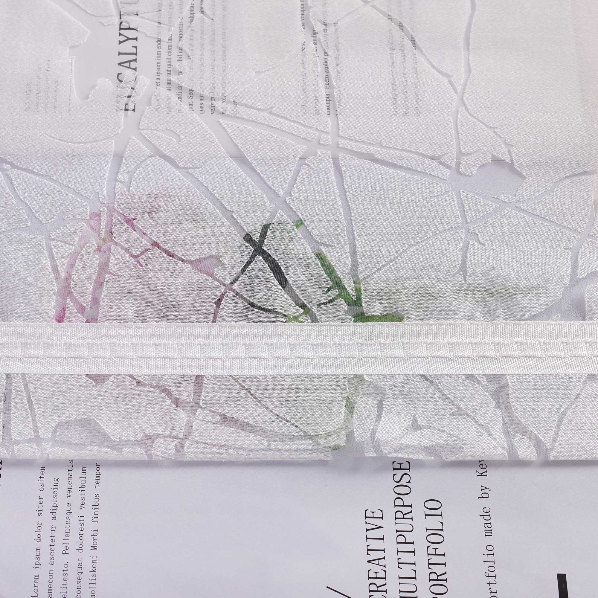 Transparente Vorhang mit Blumenmuster aus Polyester Lichtdurchlässig Wohnzimmer weiß 1 stück