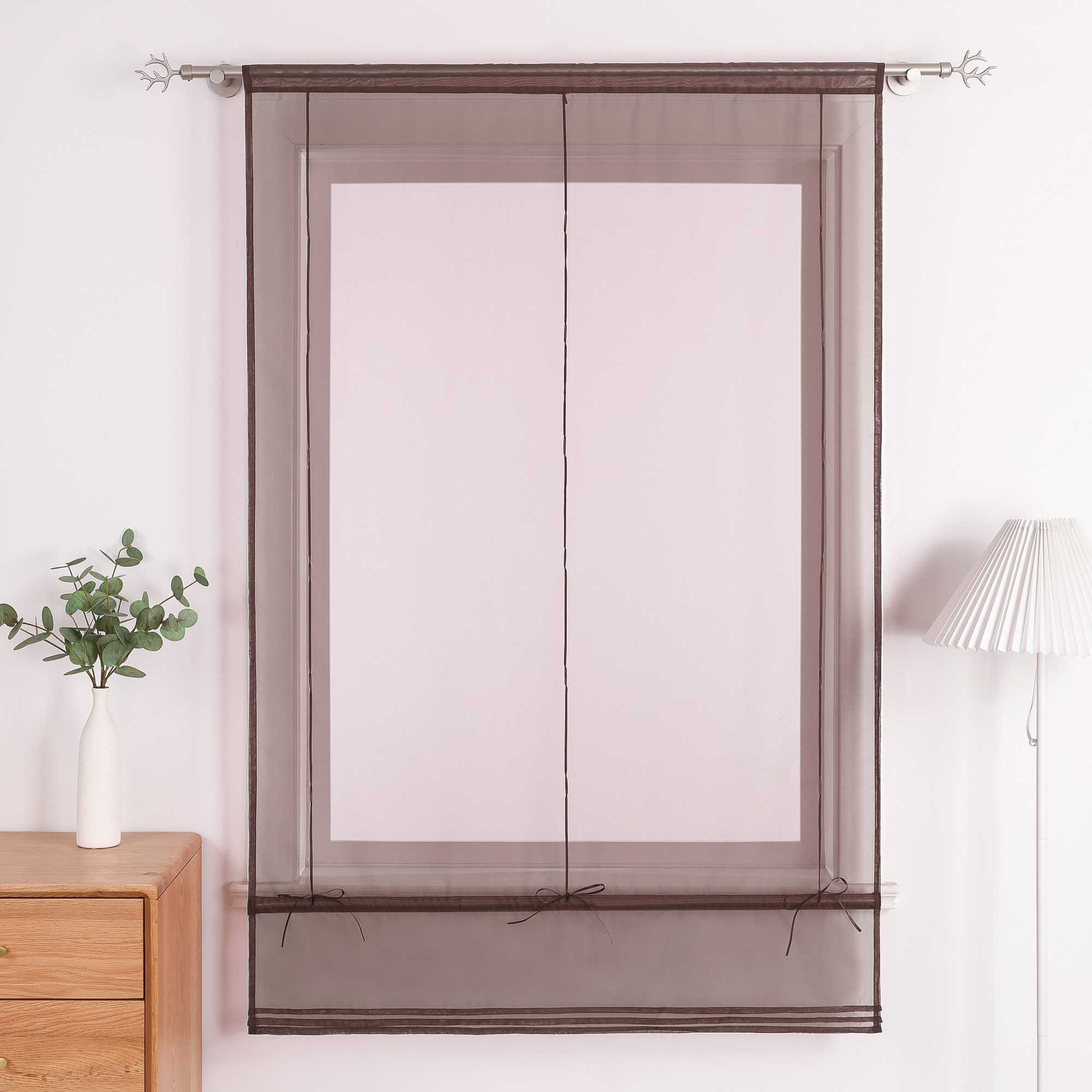 Rollos durch Stangendurchzug Transparente Luftig Unifarbig 1 Stück