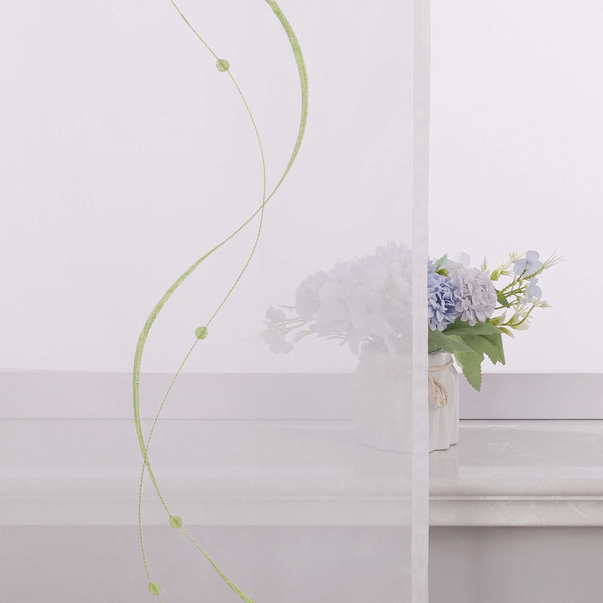 Schiebegardine Klettbandschal aus Polyester mit Wellenmuster transparent durch Klettband 2 stücke