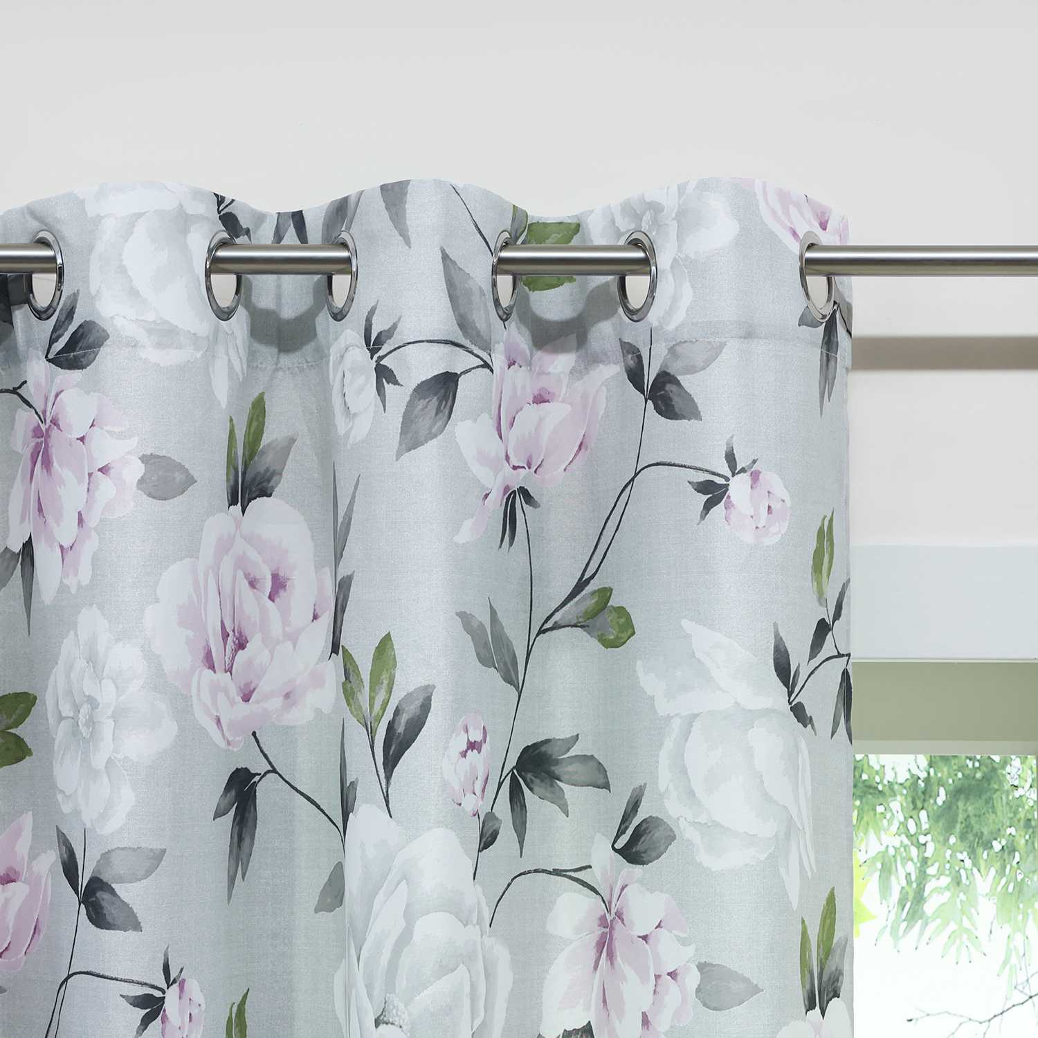 Verdunkelungsvorhang Ösenschal mit Blumenmuster Lichtvermeidung Zimmerdeko Thermovorhang 1 Stück