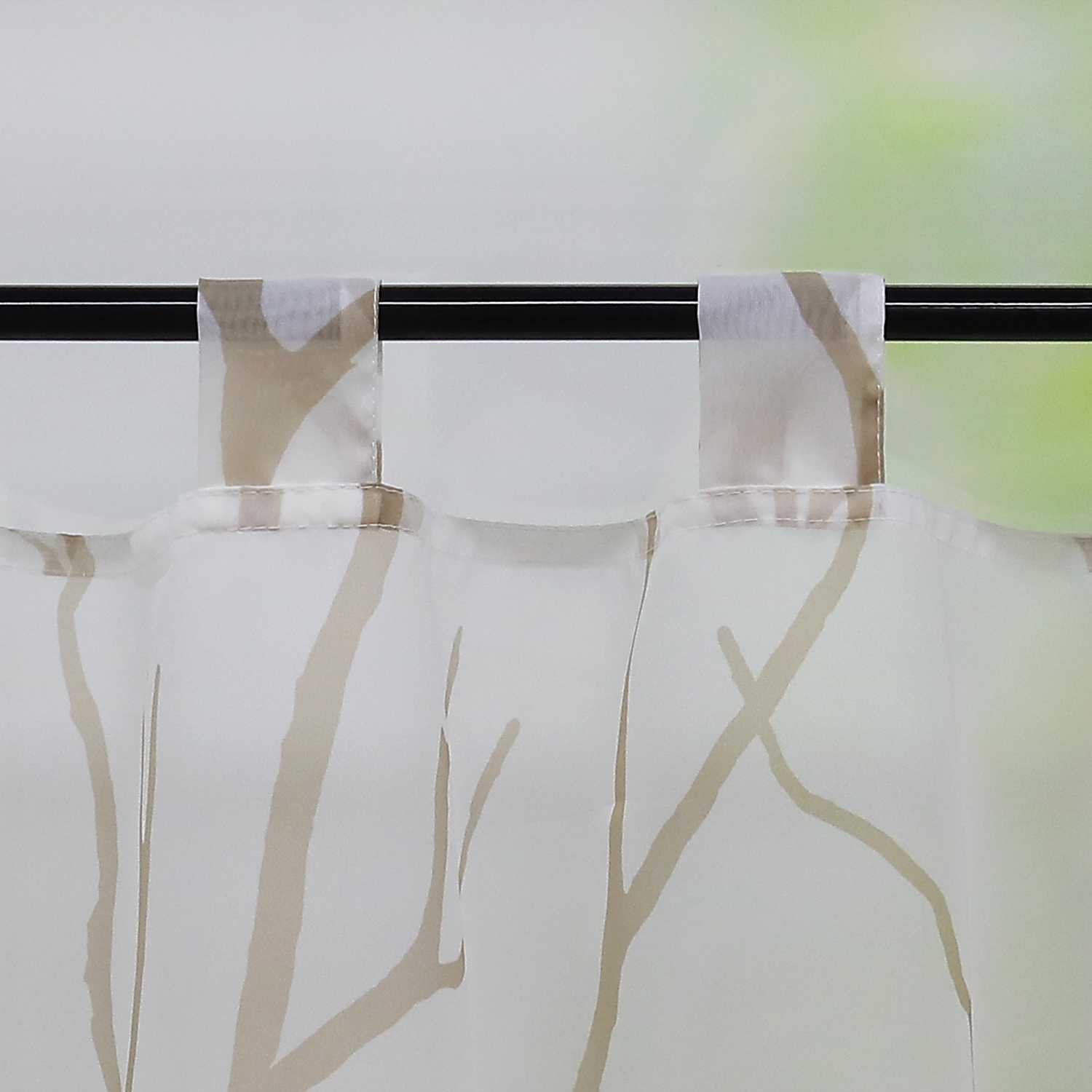 Scheibengardine Schlaufengardine Halbtransparent mit Muster 1 Stück